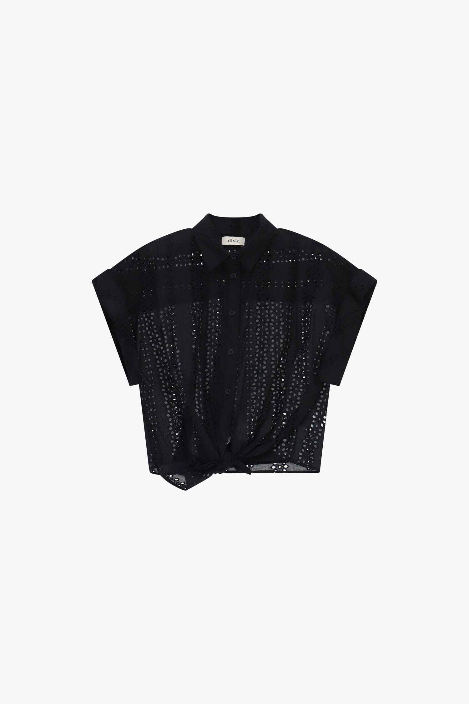 Camicia Traforata Con Maniche Corte E Nodo Frontale Dixie