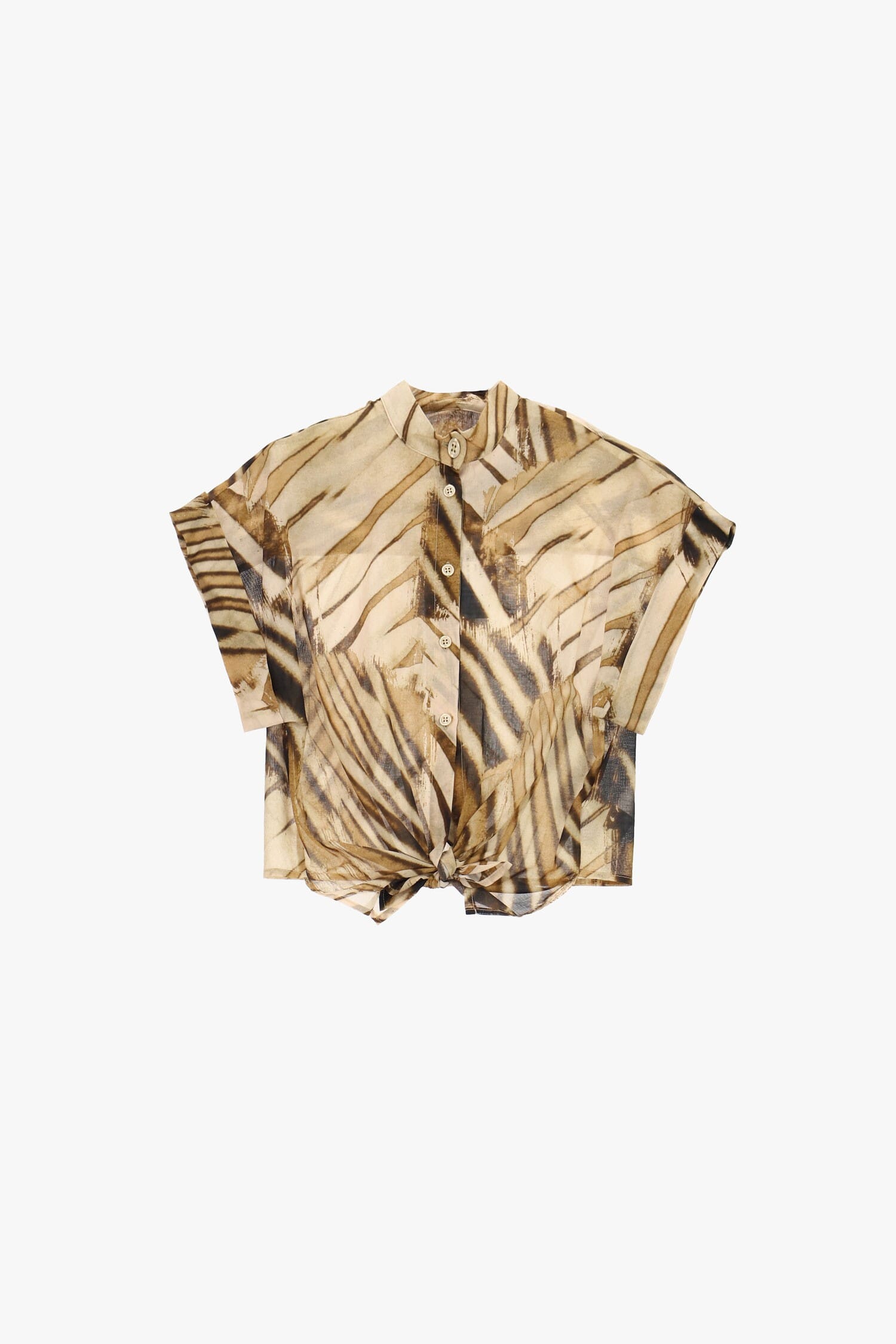 Camicia Crop Con Nodo Frontale E Maniche Corte Dixie