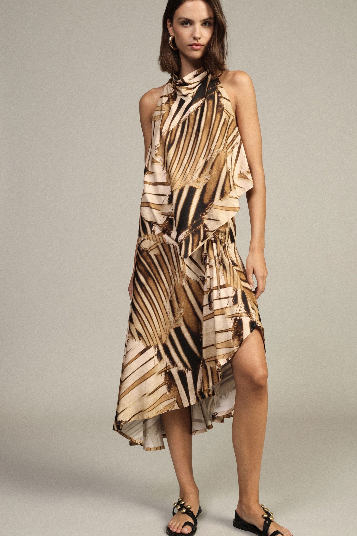 Dixie Leaf Print Asymmetrical Midi Skirt (jupe midi asymétrique)