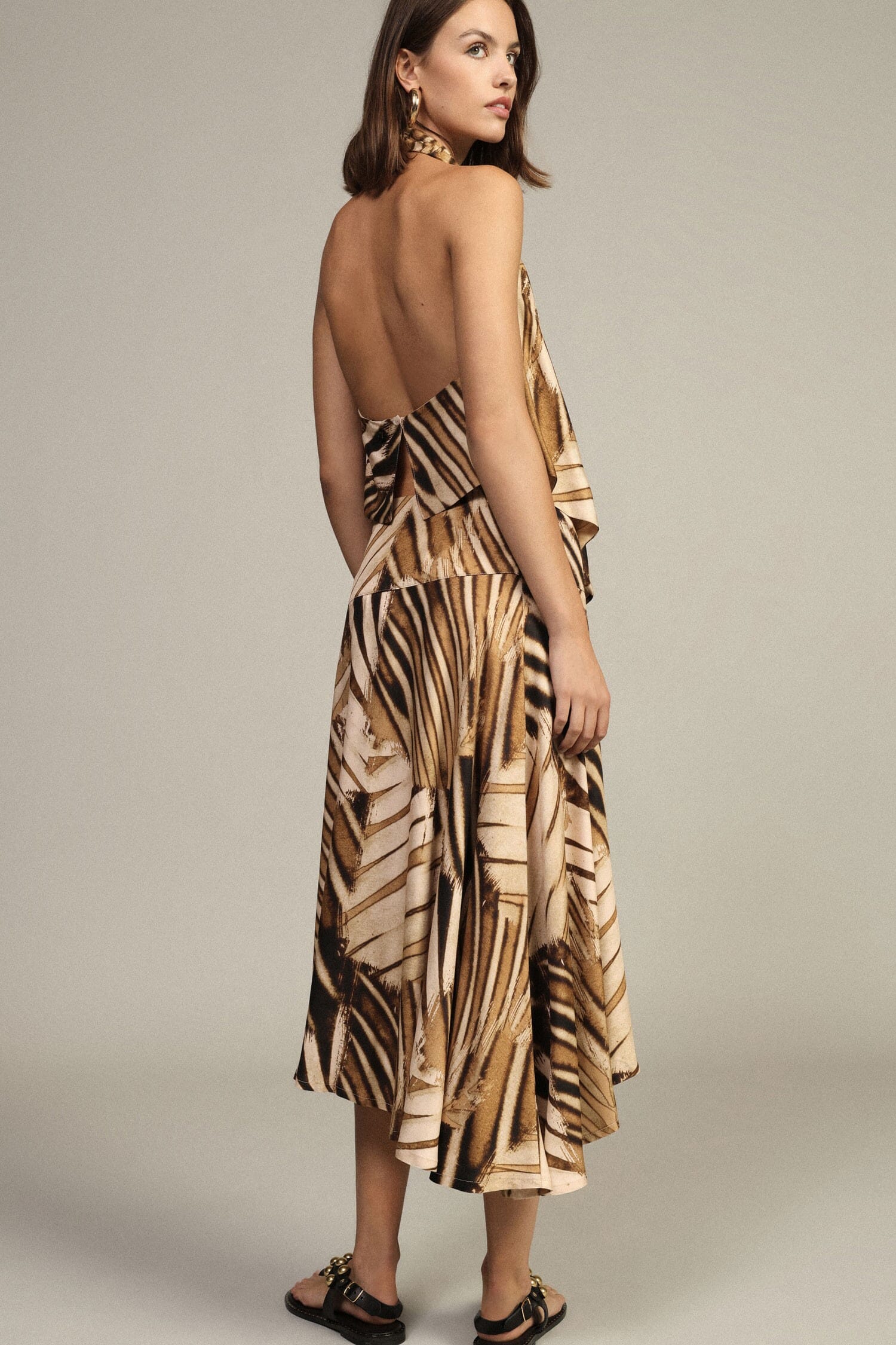 Dixie Leaf Print Asymmetrical Midi Skirt (jupe midi asymétrique)