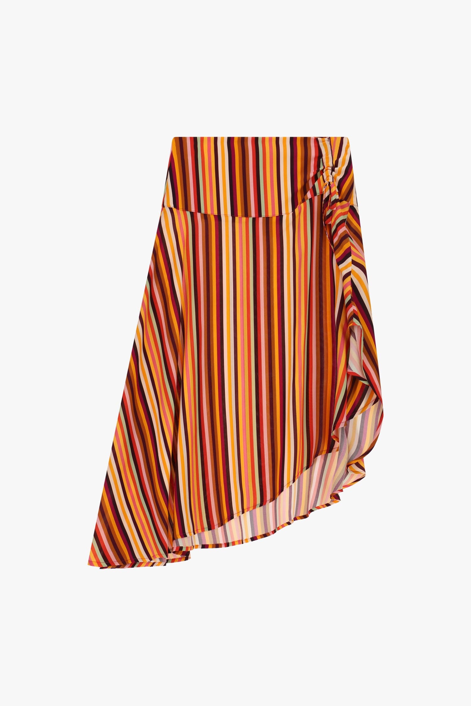 Short, Asymmetrical Striped Skirt with a Dixie Knot