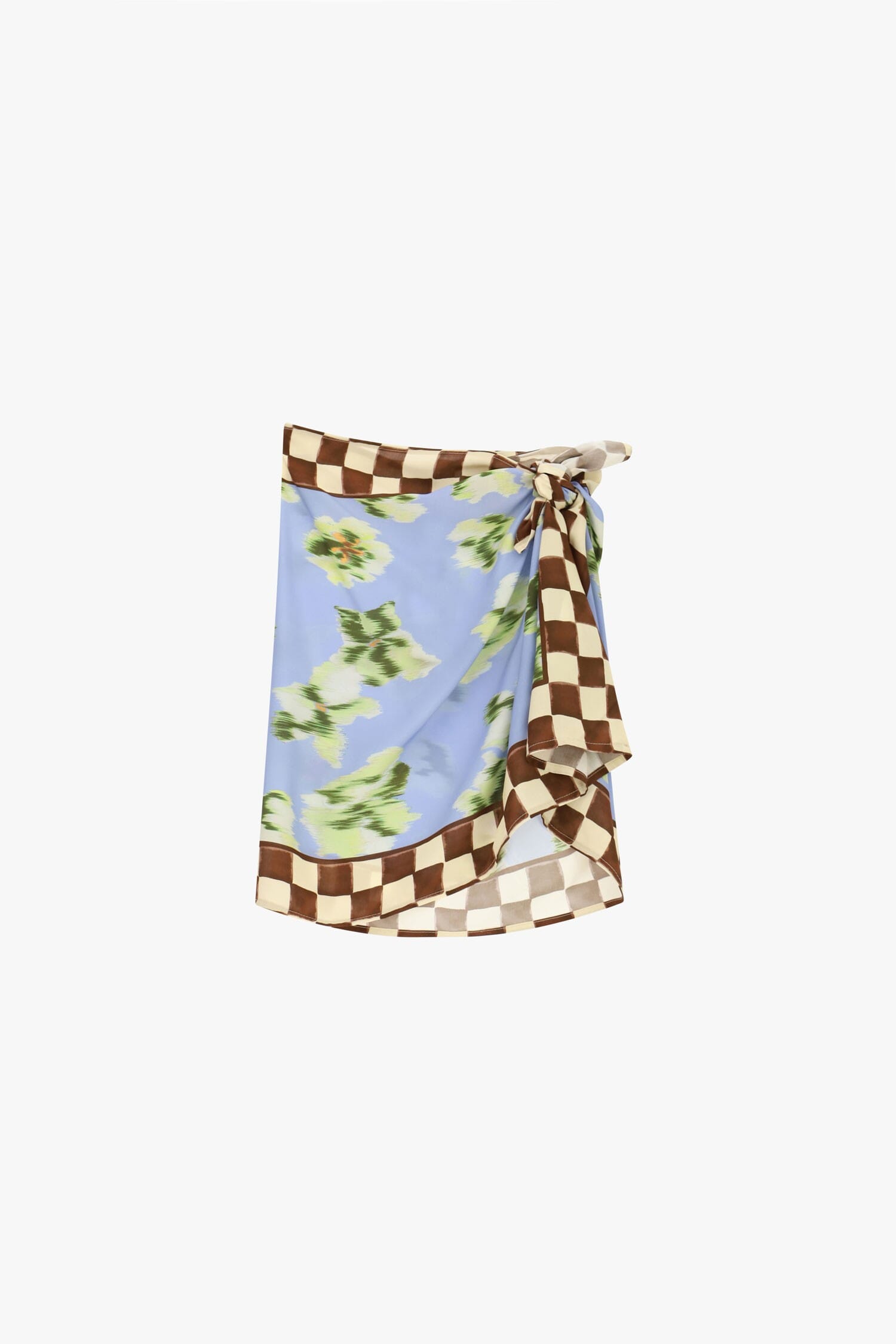 Jupe courte à motif floral avec bordure à carreaux Dixie