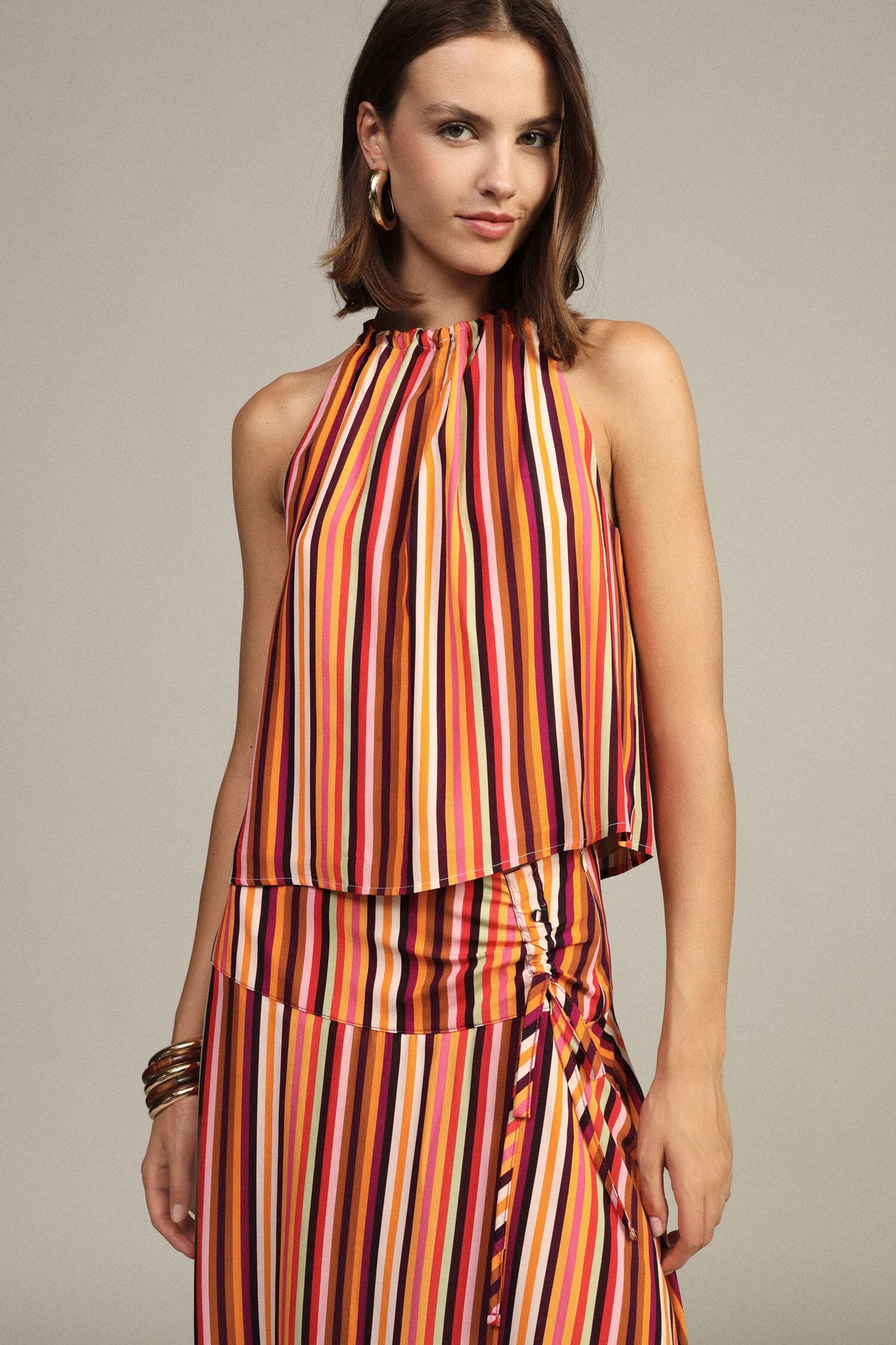 Top A Righe Con Spalline Sottili E Scollo Arricciato Dixie