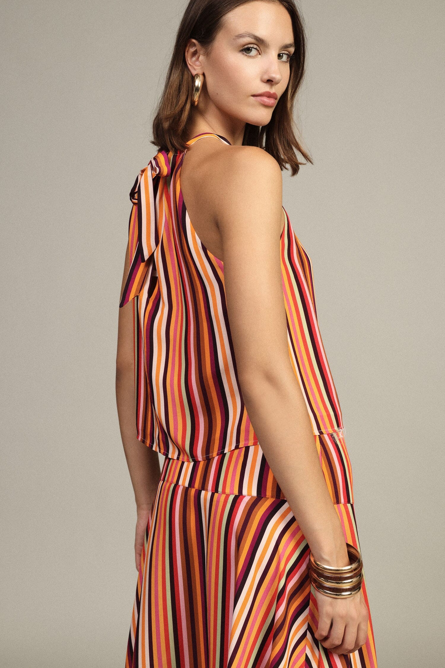 Top A Righe Con Spalline Sottili E Scollo Arricciato Dixie
