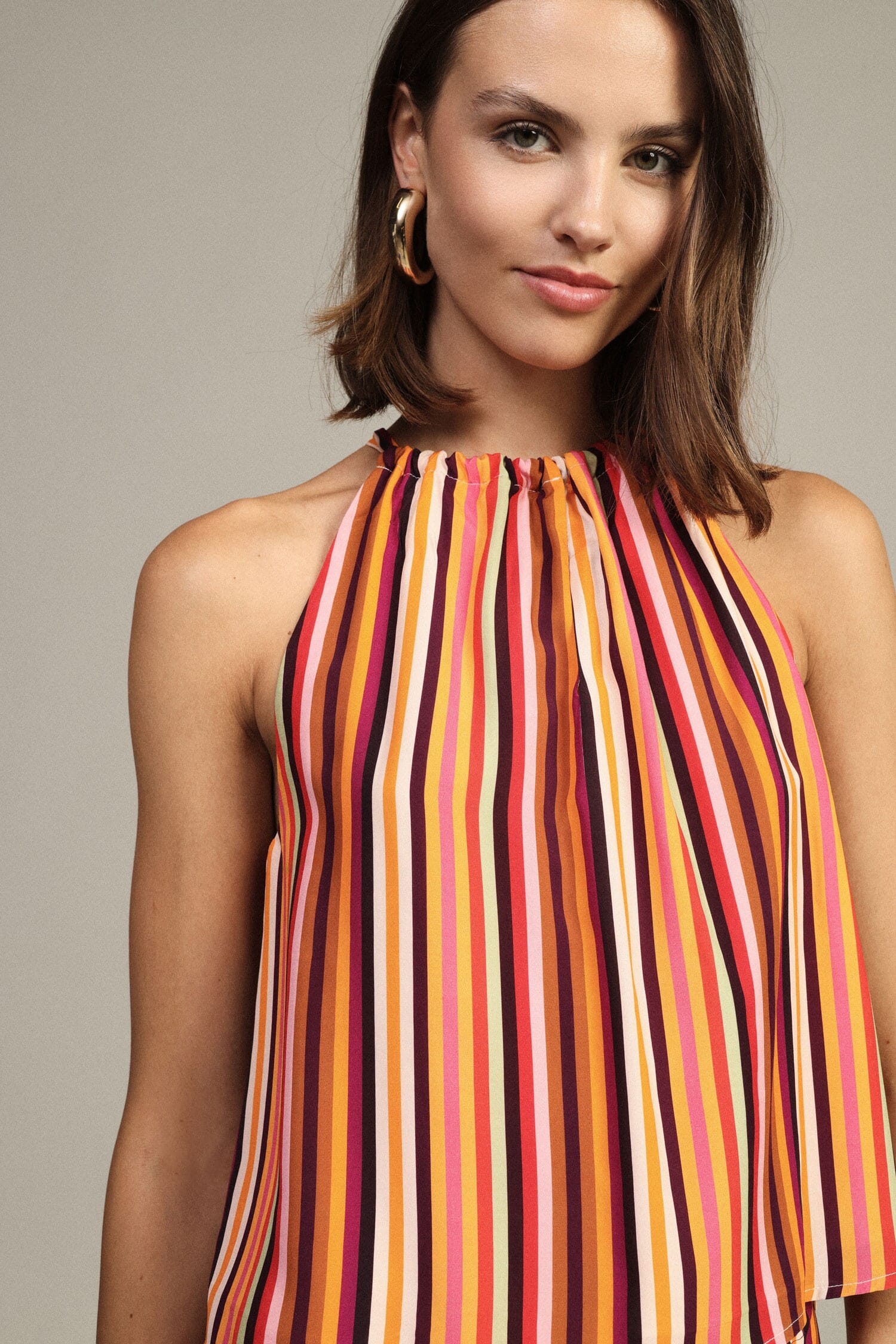 Top A Righe Con Spalline Sottili E Scollo Arricciato Dixie
