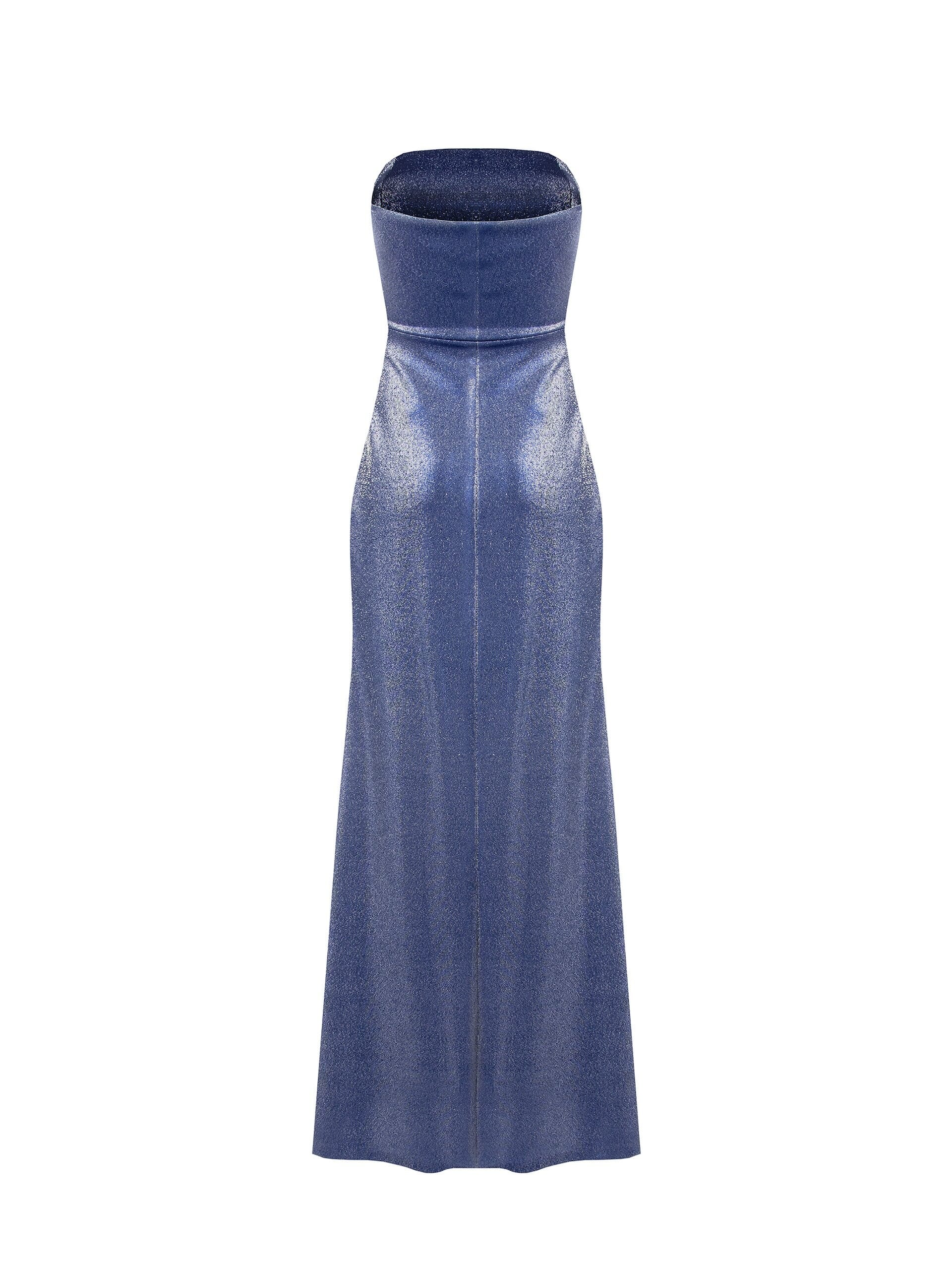 Abito Lungo In Lurex Effetto Glitter Arricciato Su Un Fianco Rinascimento