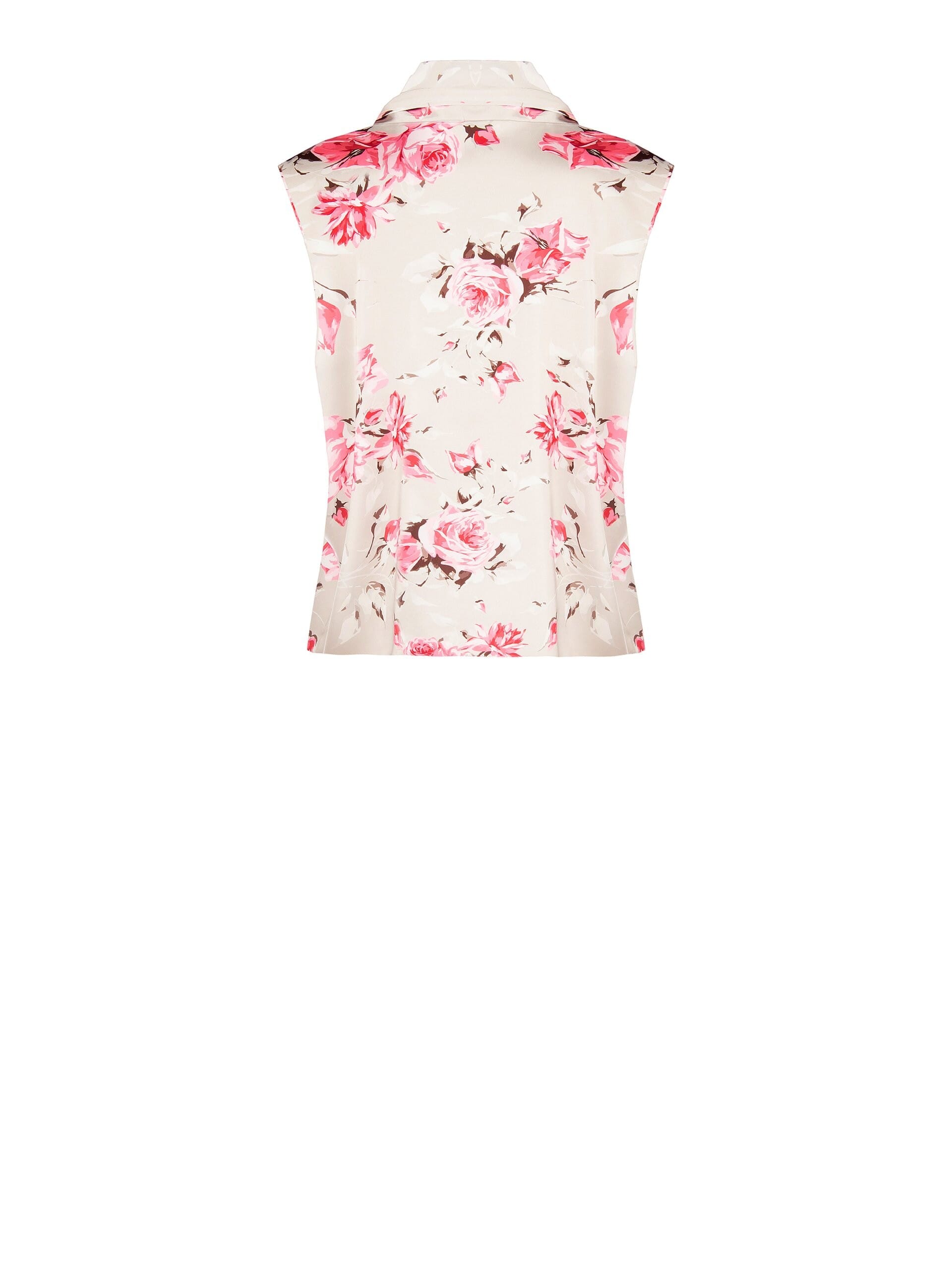 Top Sfiancato Fluido In Raso Motivo A Rose Con Sciarpa Integrata Rinascimento