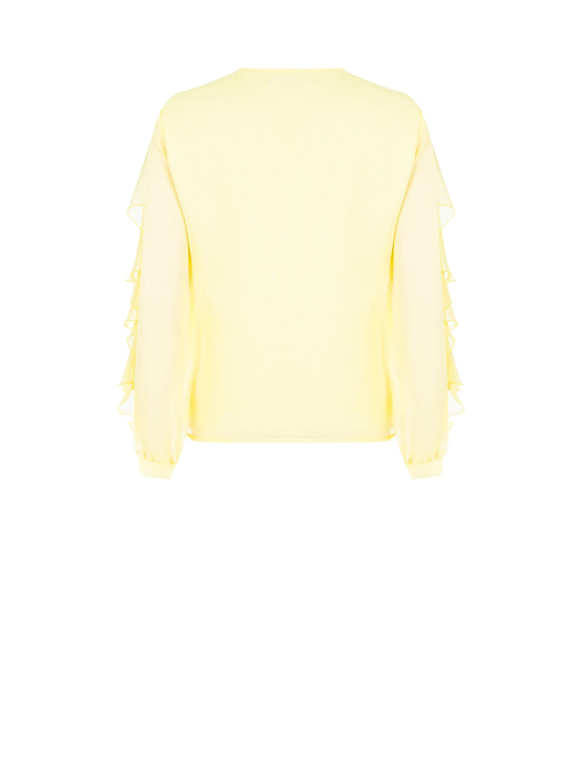 Blusa Sfiancata In Georgette Plissè Con Scollo A V E Volant Rinascimento