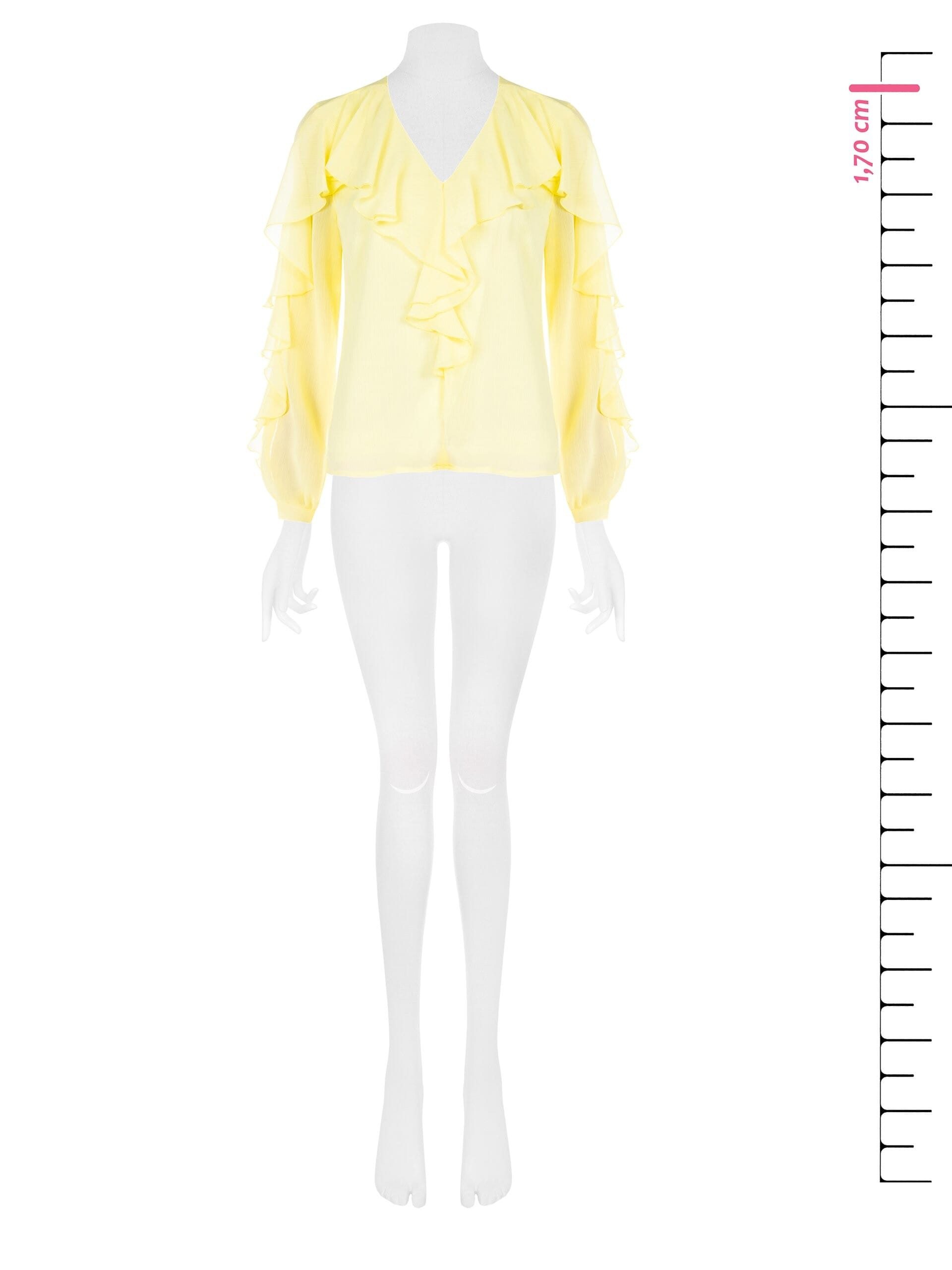 Blusa Sfiancata In Georgette Plissè Con Scollo A V E Volant Rinascimento