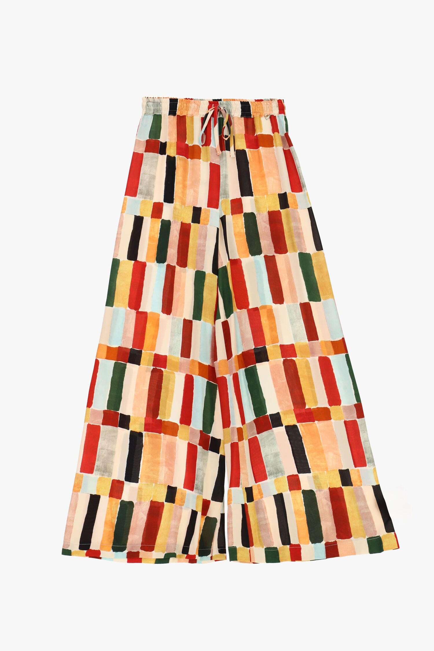Pantaloni Palazzo Stampa Geometrica Vita Elasticizzata Dixie