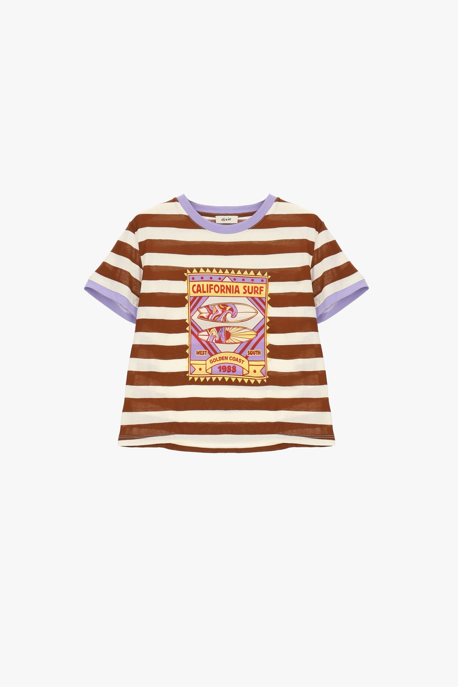 Striped T-shirt with ‘California Surf Dixie’ print
