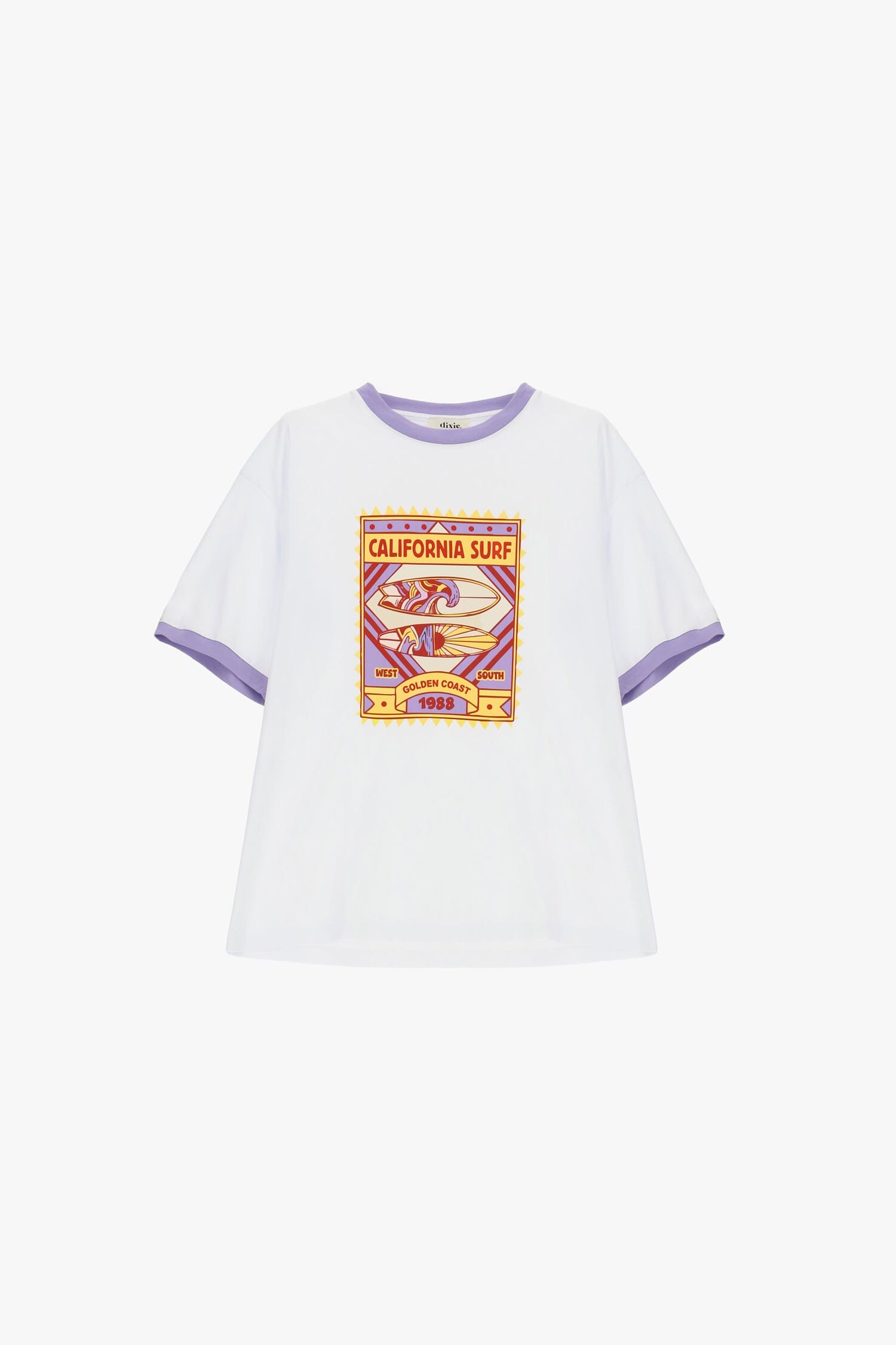 T-Shirt Girocollo Stampa Surf Maniche Corte Dixie