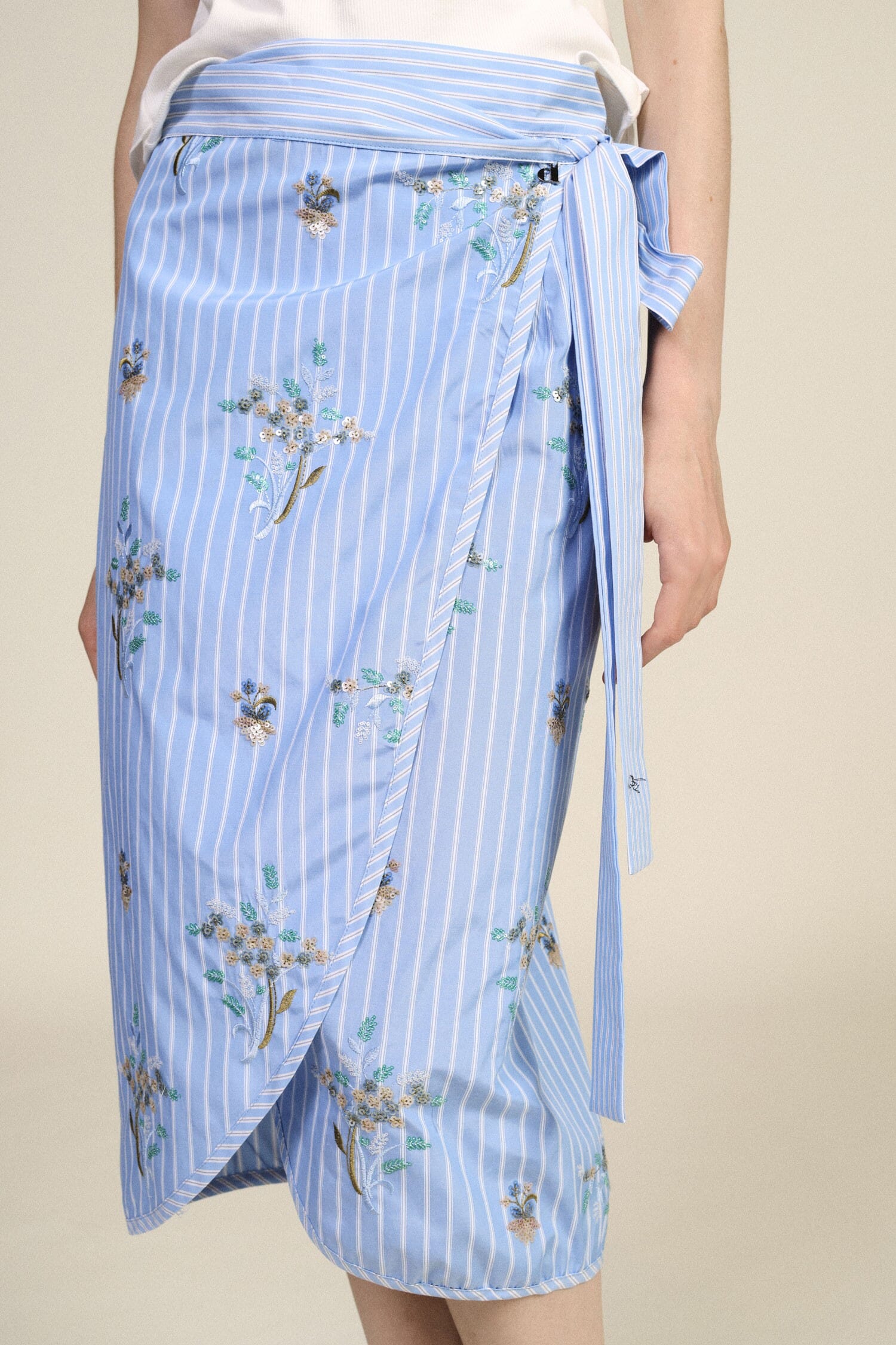Dixie Patterned Wrap Skirt with Stripes and Flowers