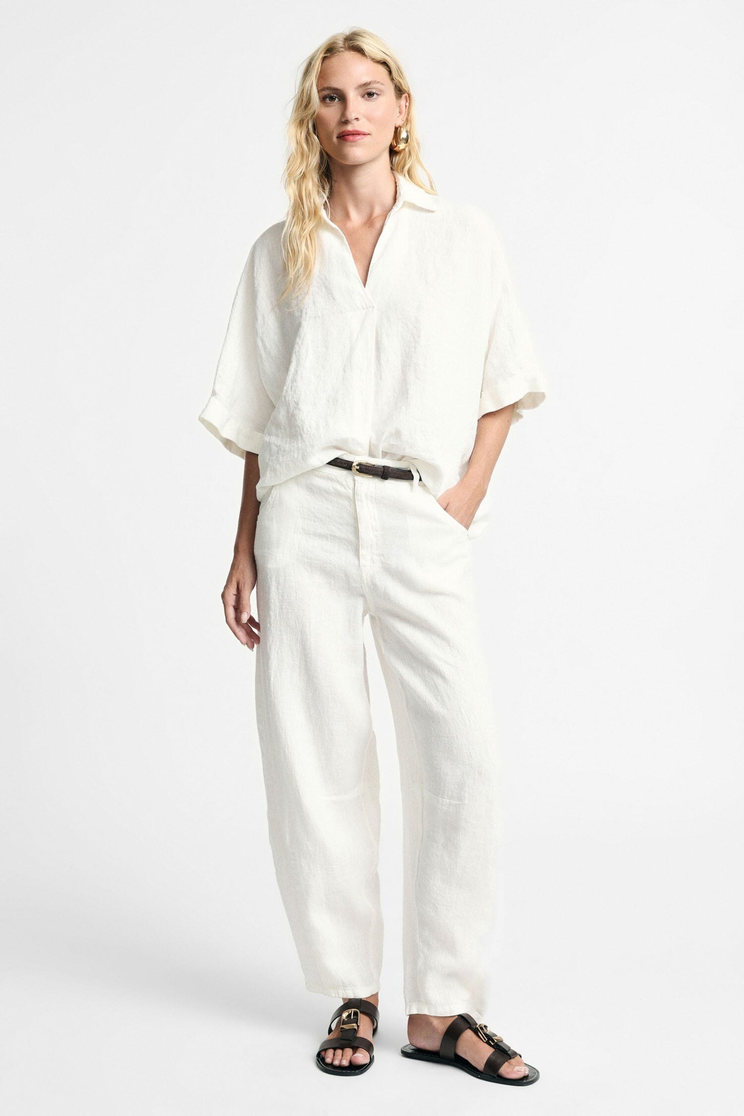Trousers Palazzo Vita Alta Con Taglio Cropped Please