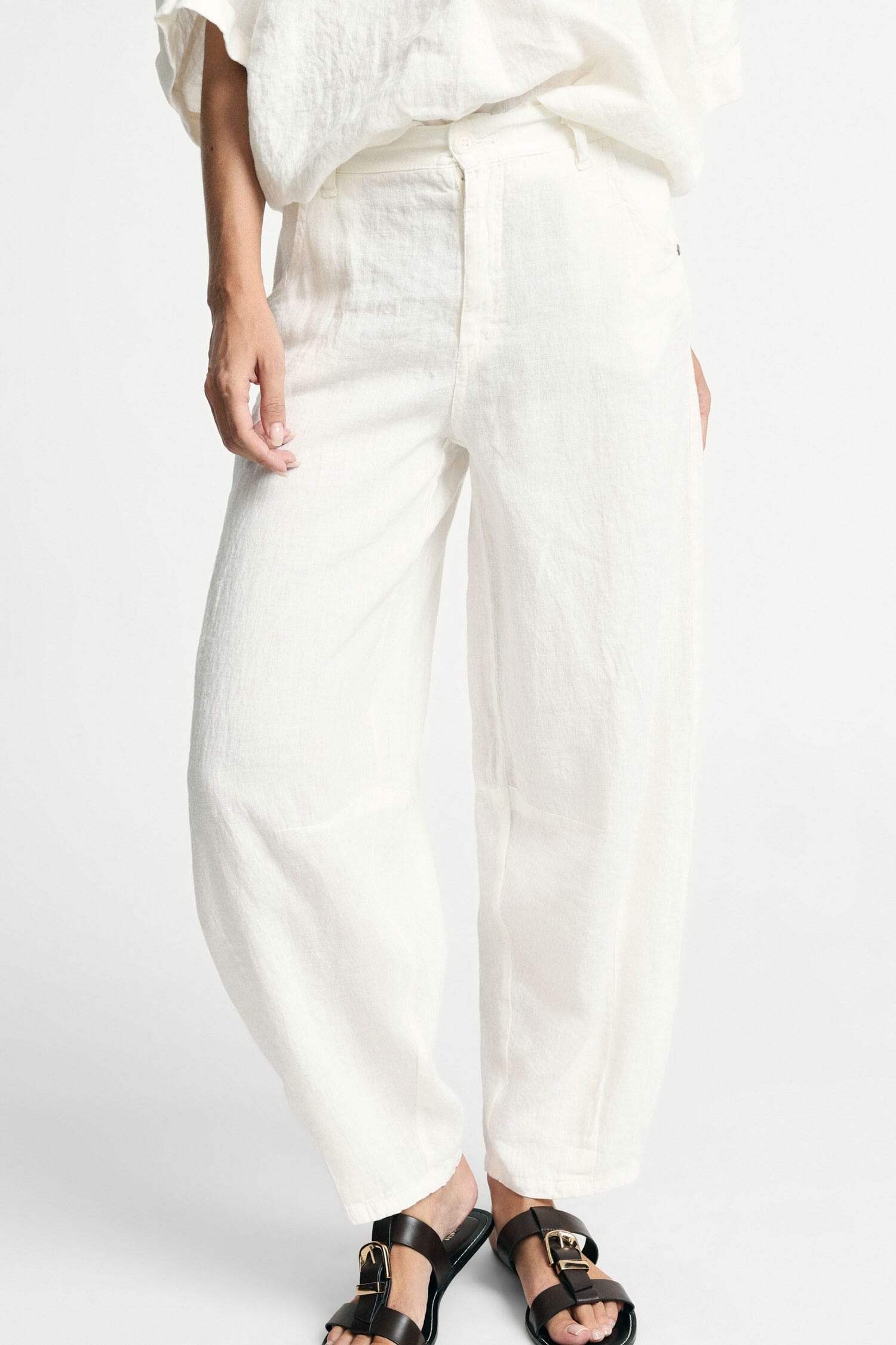 Trousers Palazzo Vita Alta Con Taglio Cropped Please