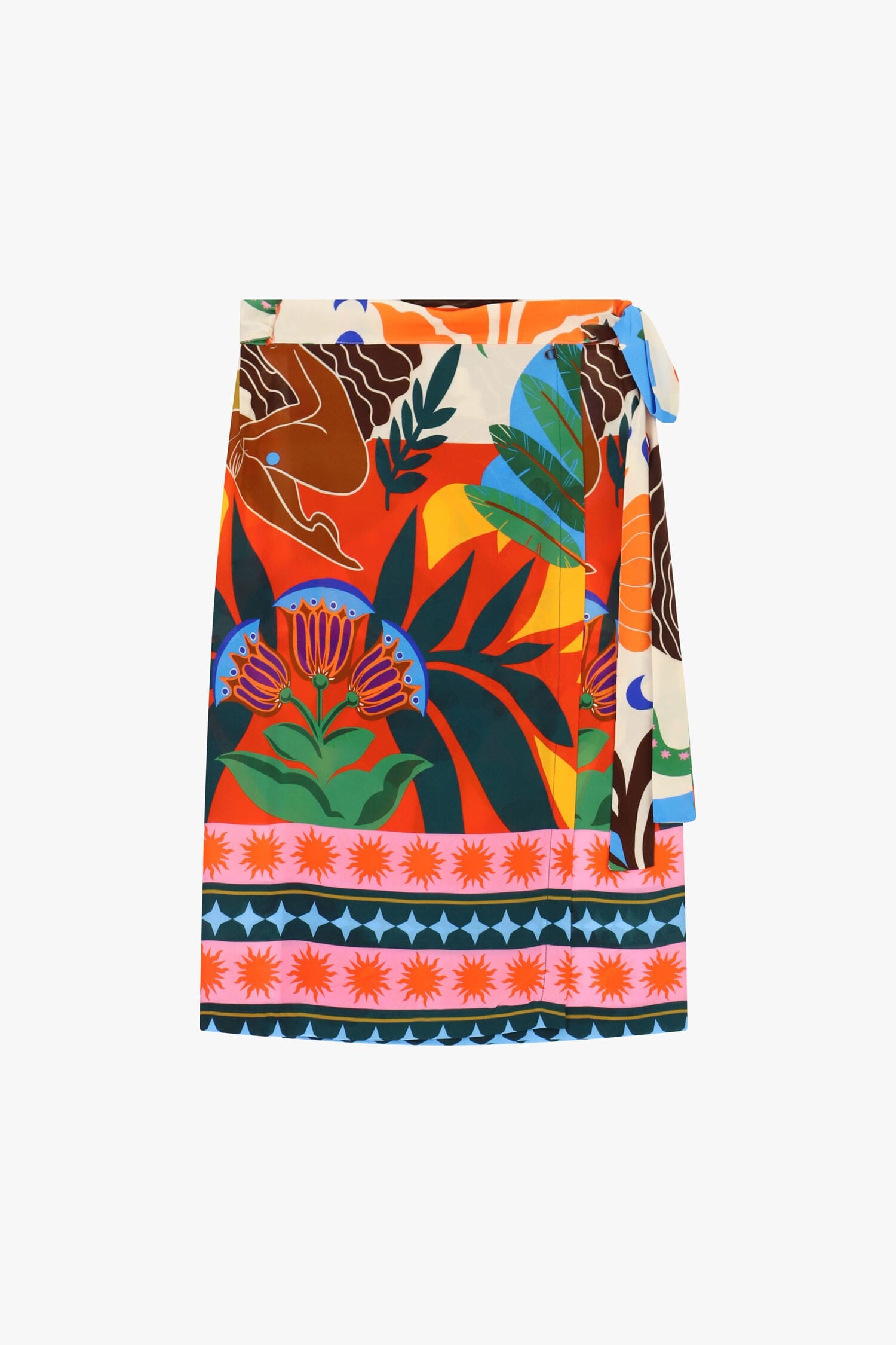 Jupe portefeuille à motifs tropicaux, mi-longue, Dixie
