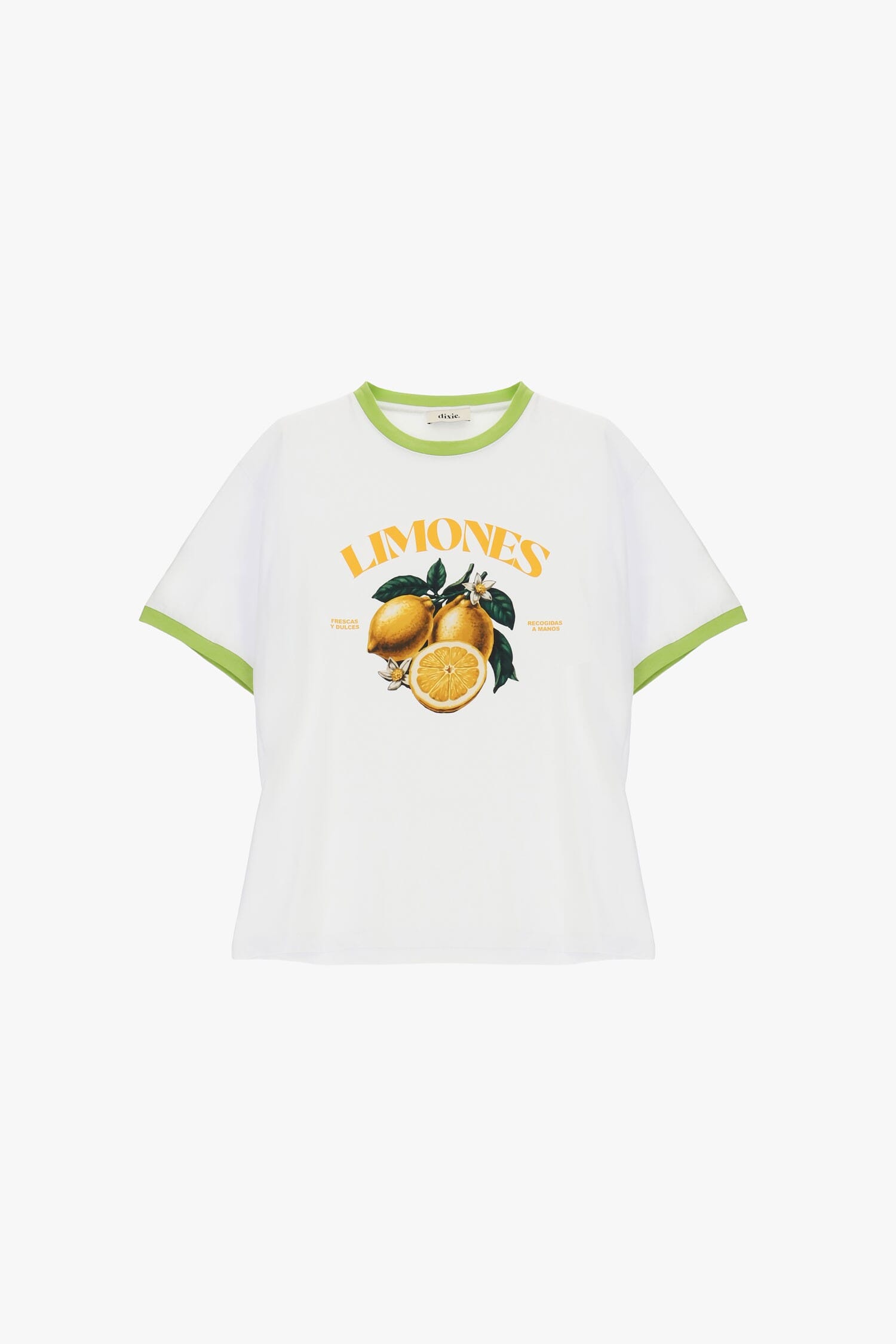 T-Shirt Girocollo Stampa Agrumi E Profili A Contrasto Dixie