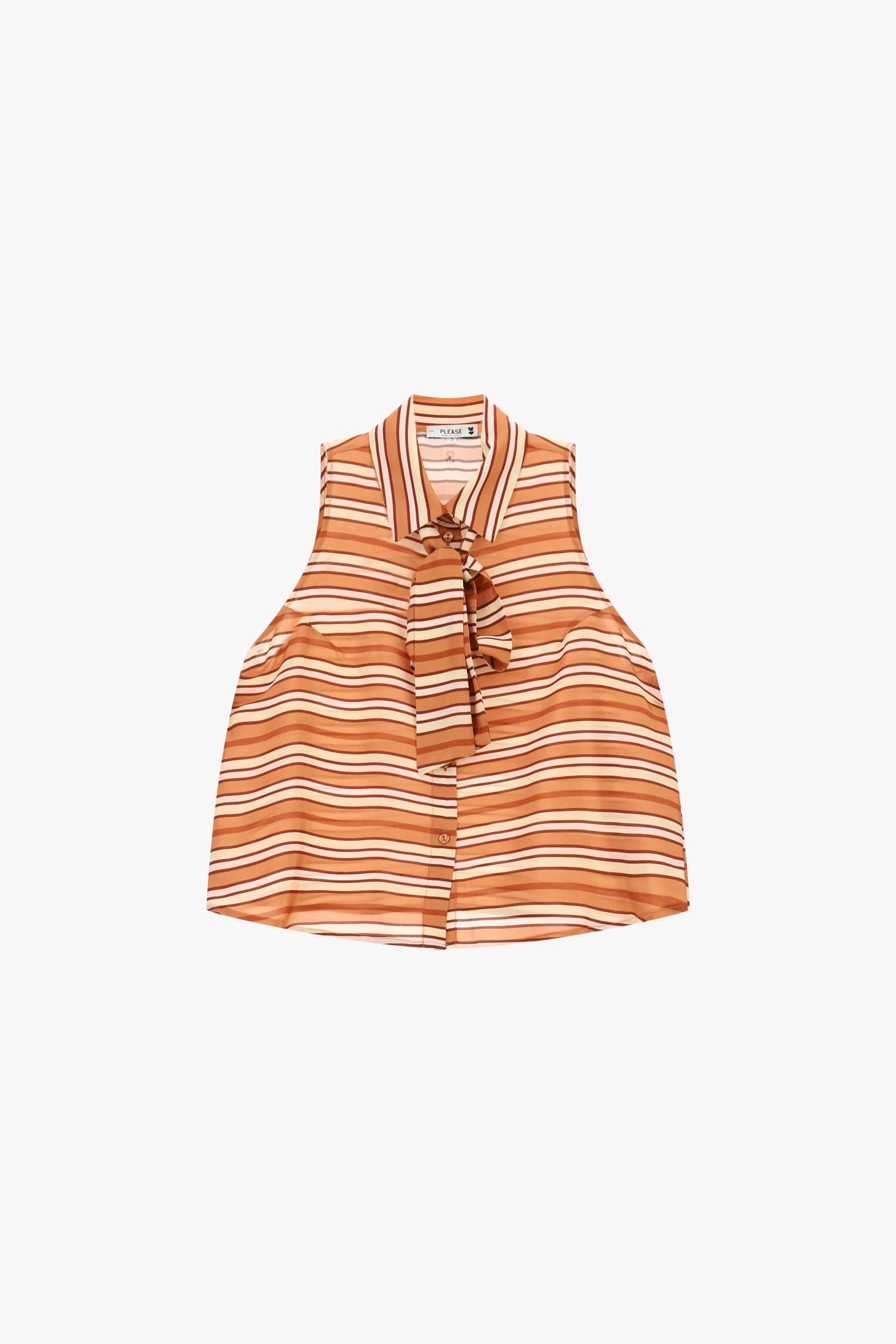 Camicia Senza Maniche A Righe Con Fiocco E Bottoni Please