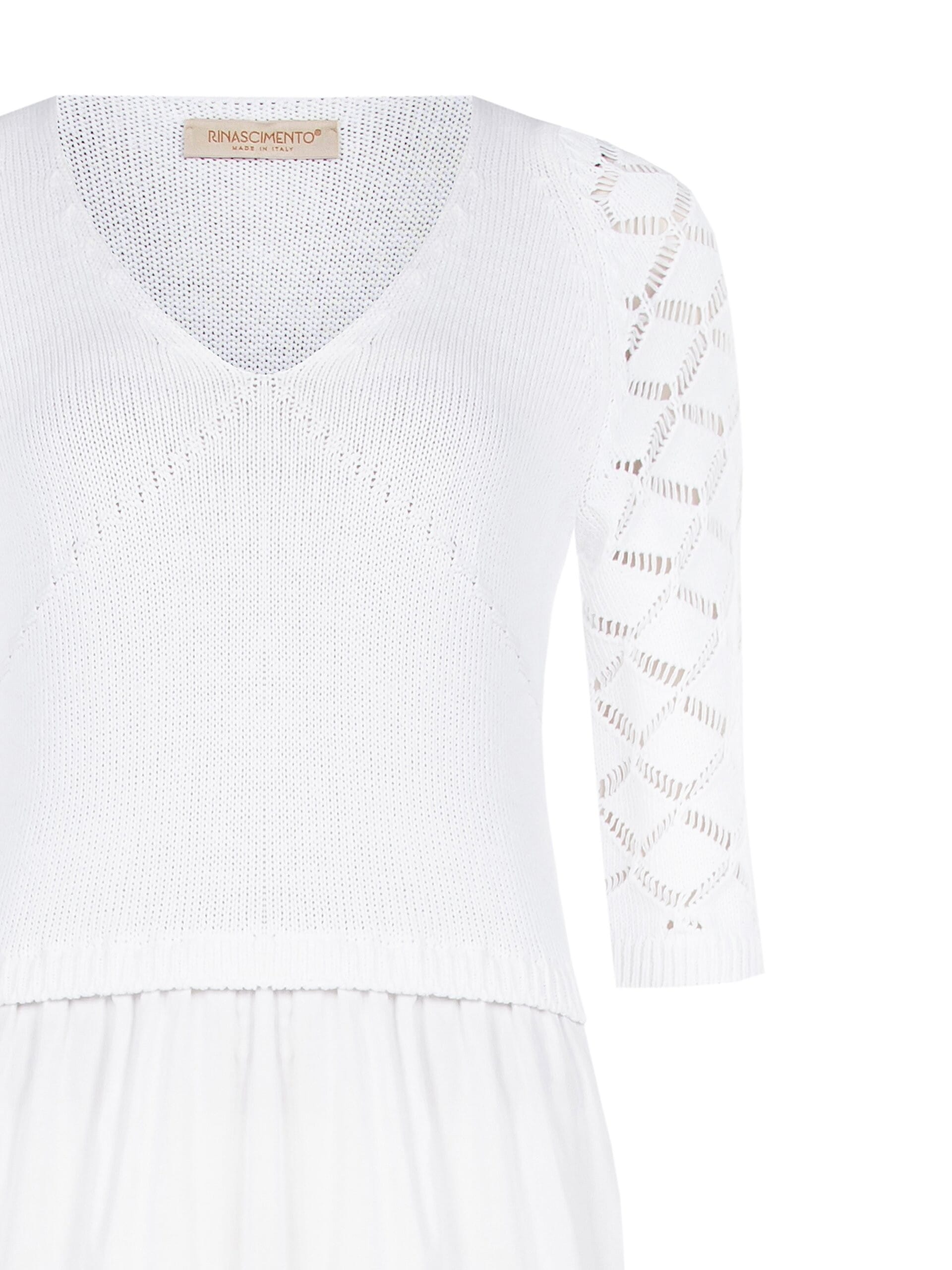 Abito Corto Effetto 2 Pezzi Con Gonna A In Cotone A Balze E Top Crochet Rinascimento