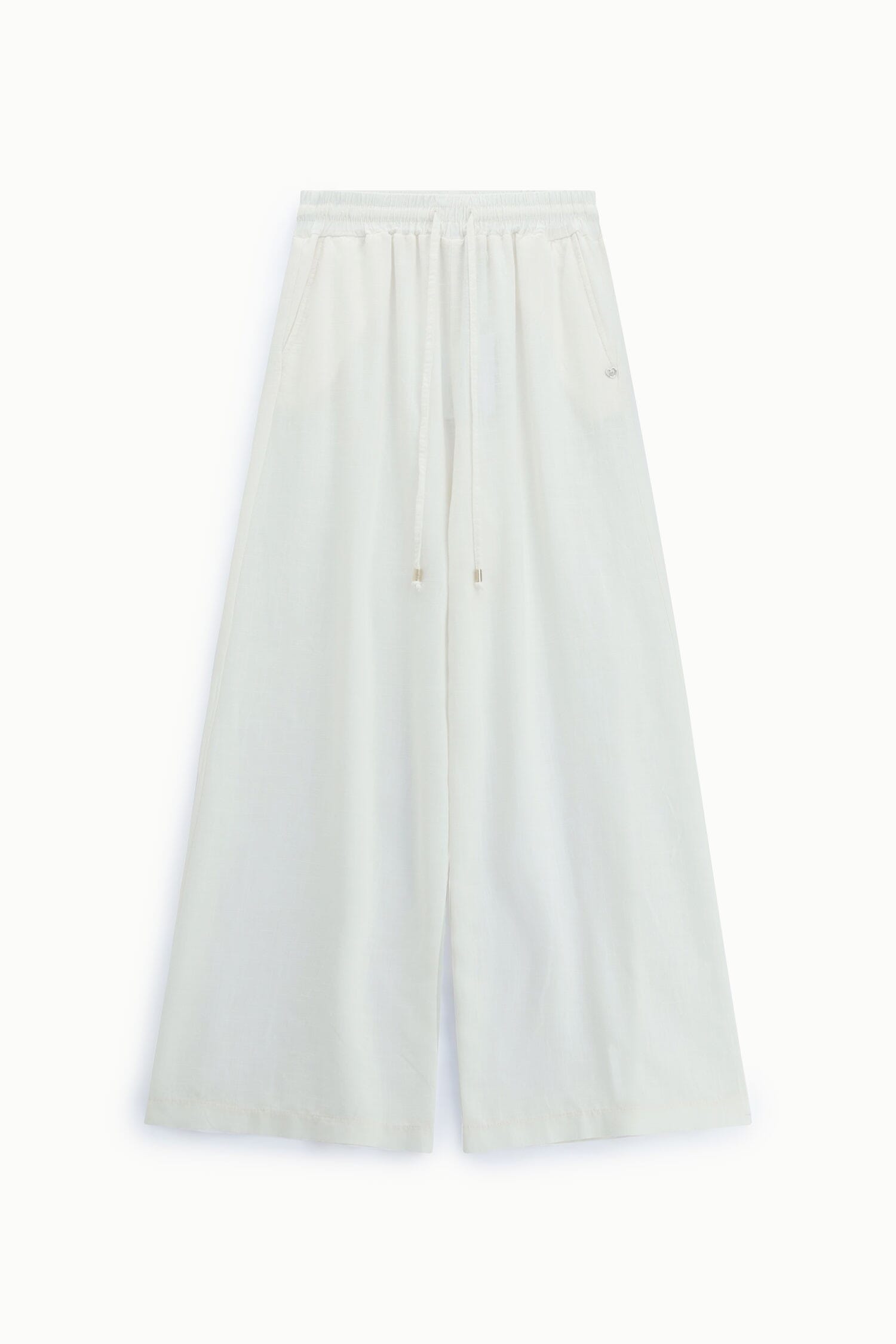 Pantaloni Palazzo In Misto Lino Con Coulisse Please
