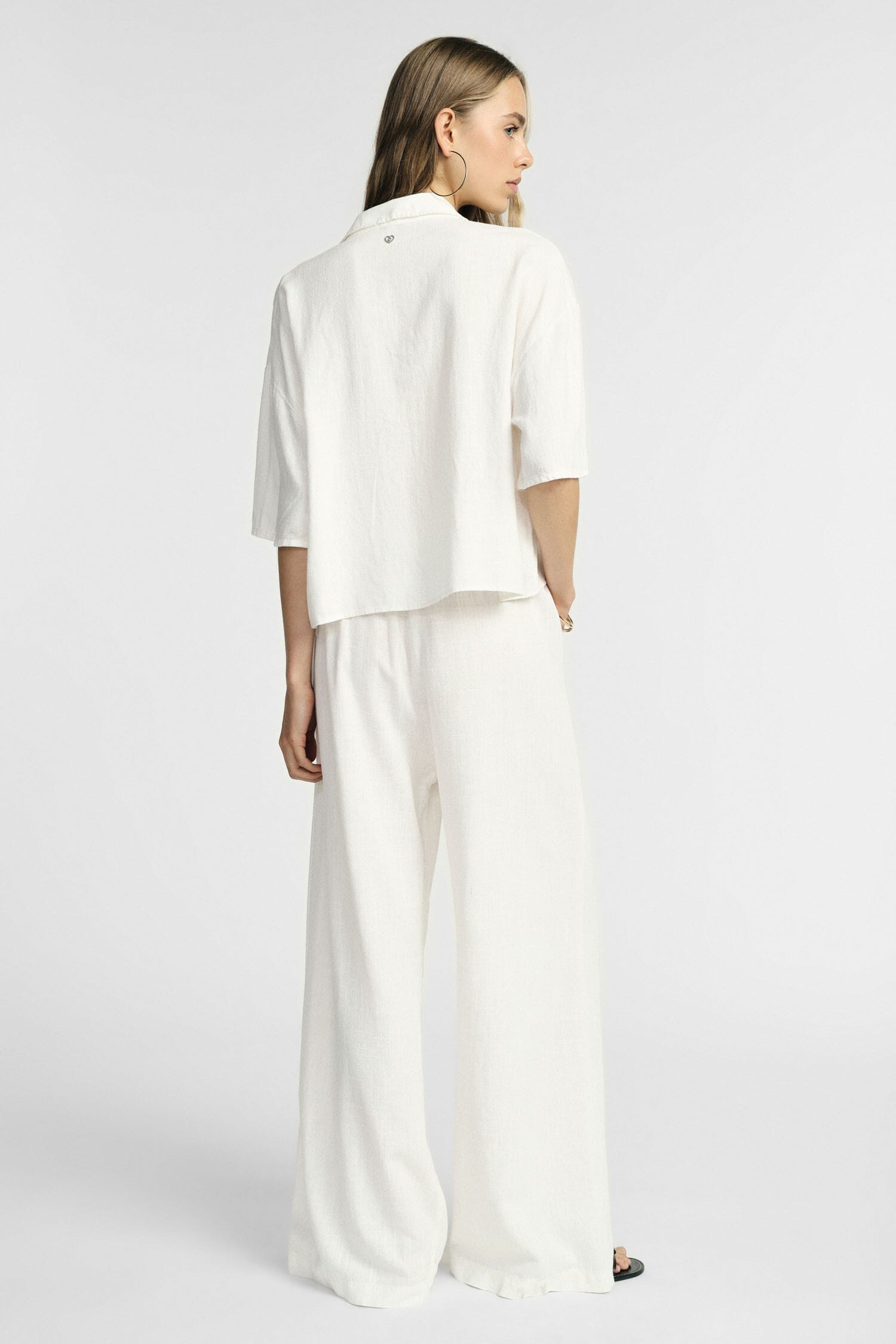 Pantaloni Palazzo In Misto Lino Con Coulisse Please