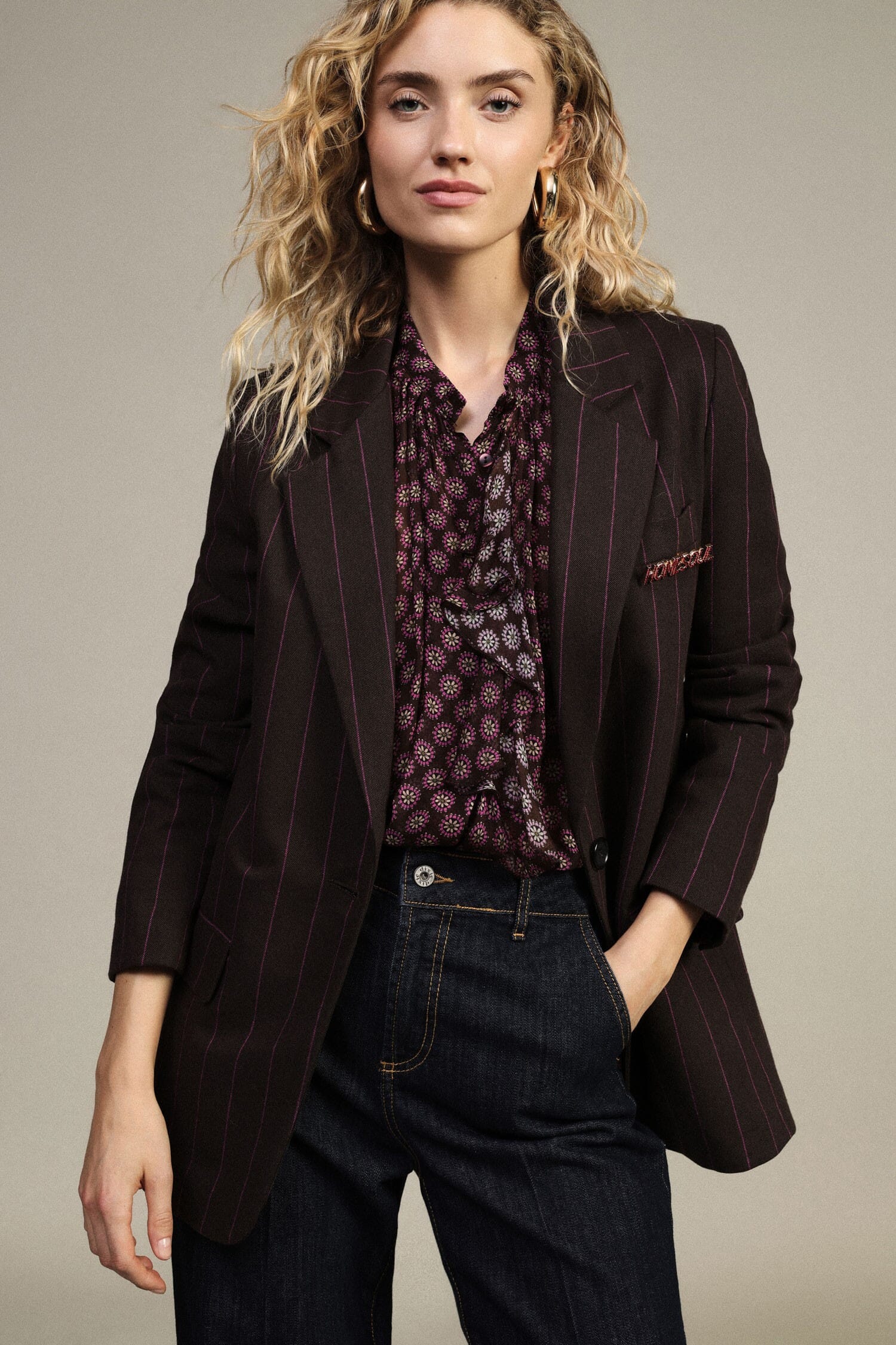 Blazer A Righe Con Chiusura Monopetto E Tasche Dixie