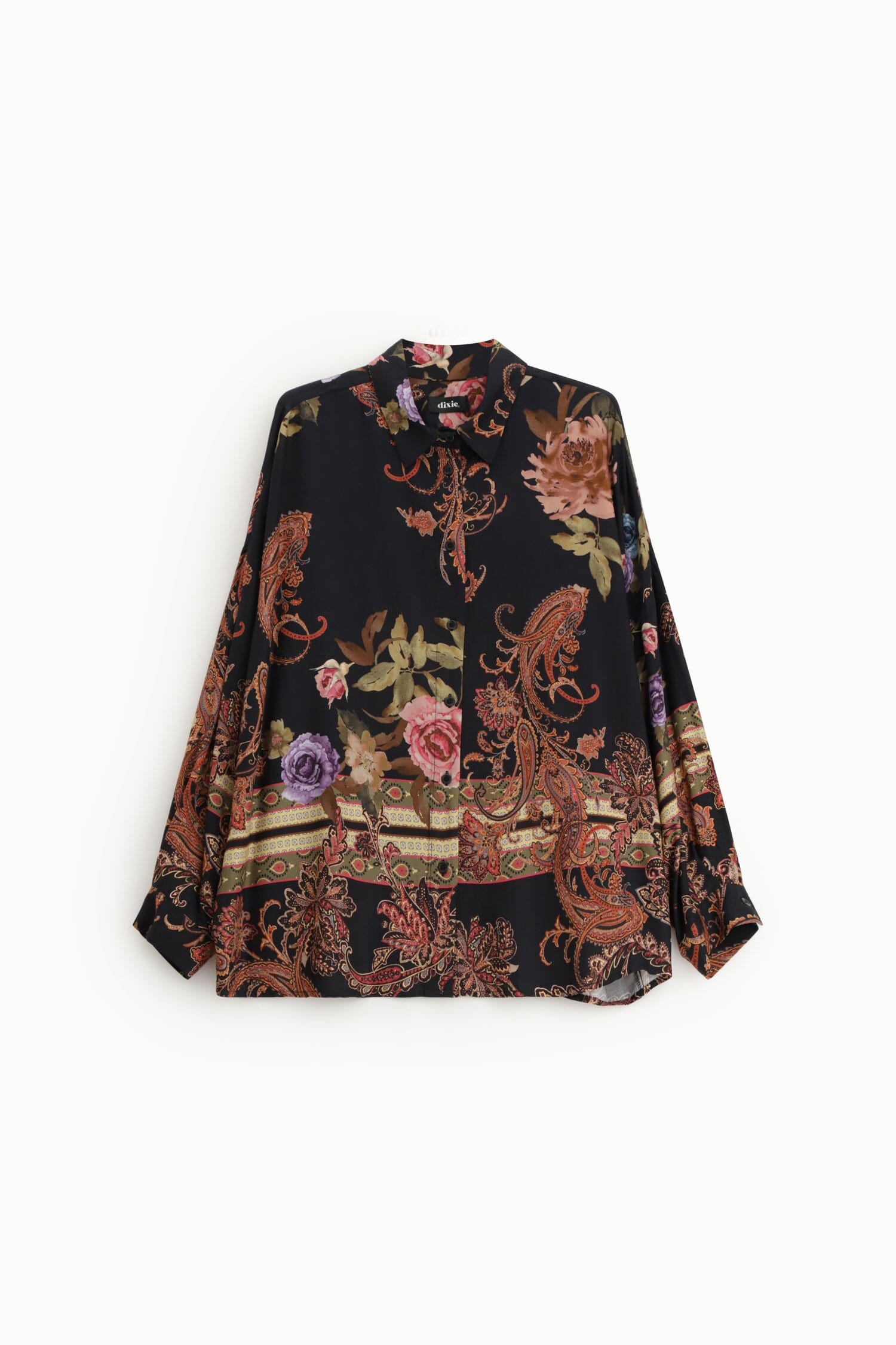 Camicia Fantasia Floreale E Paisley Collo Alla Coreana Dixie