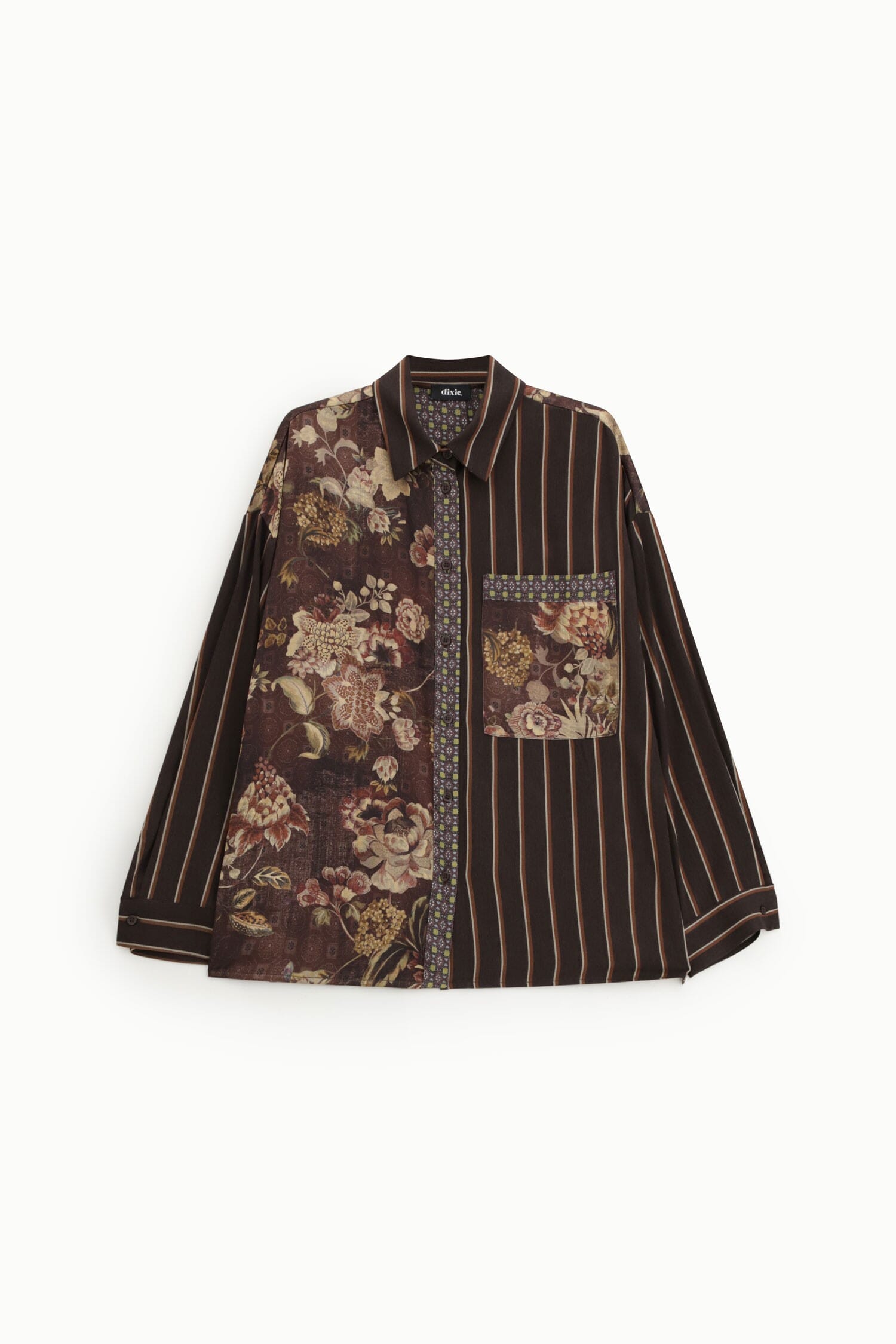 Camicia Fantasia Floreale E Righe Con Tasca Frontale Dixie