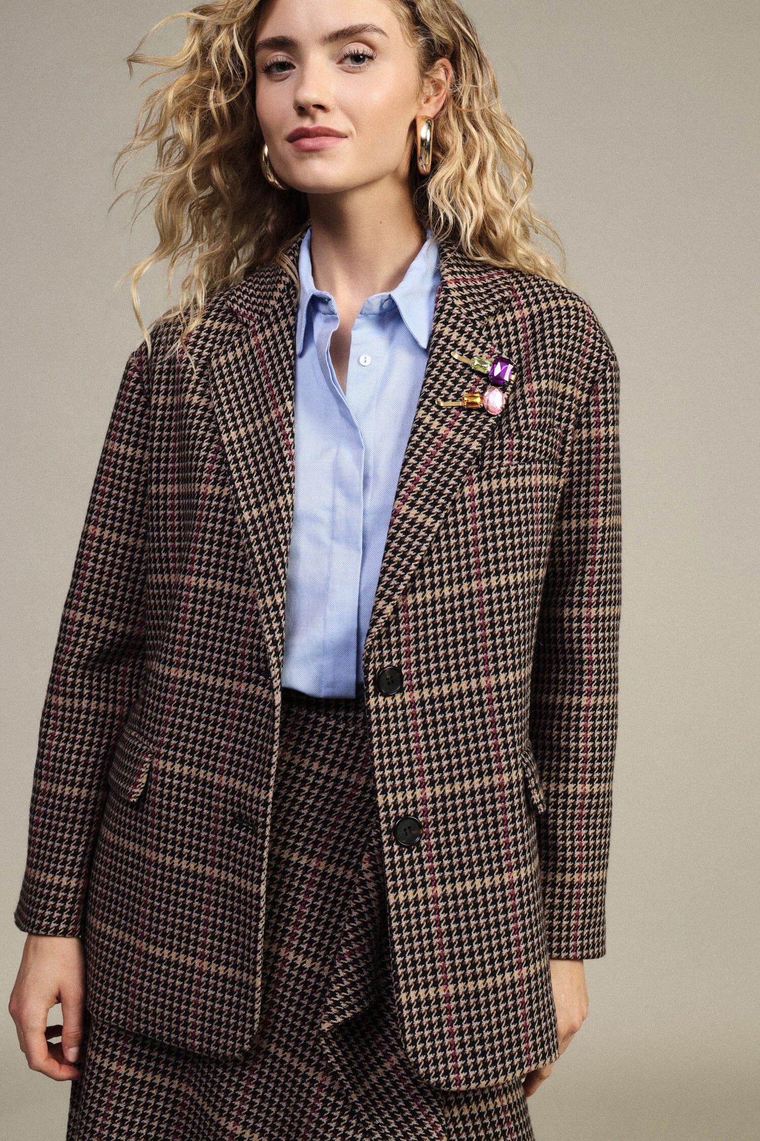 Blazer A Quadri Con Tasche Applicate E Bottoni Dixie