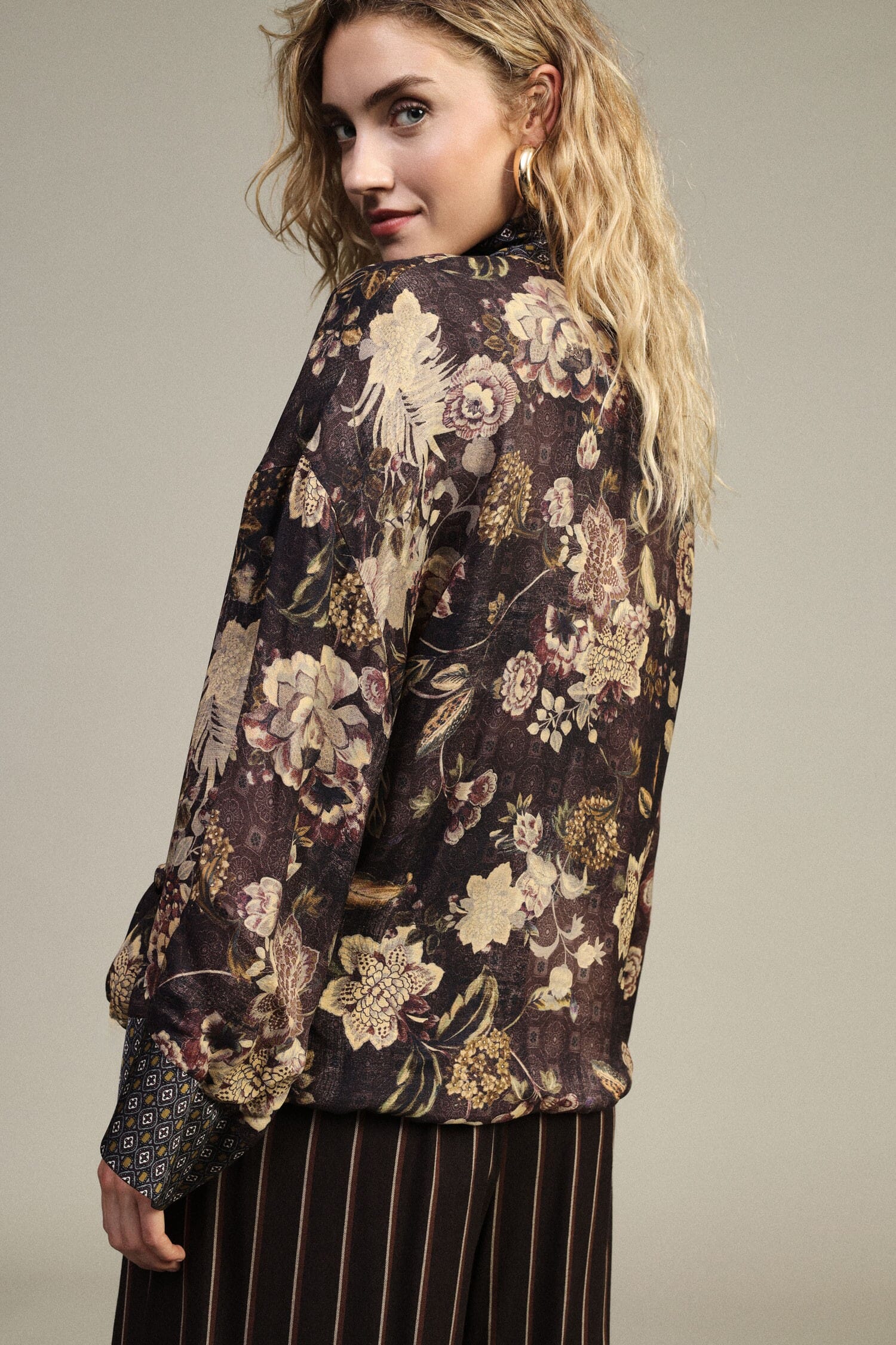 Blazer Stampato A Fiori Con Maniche Ampie Dixie