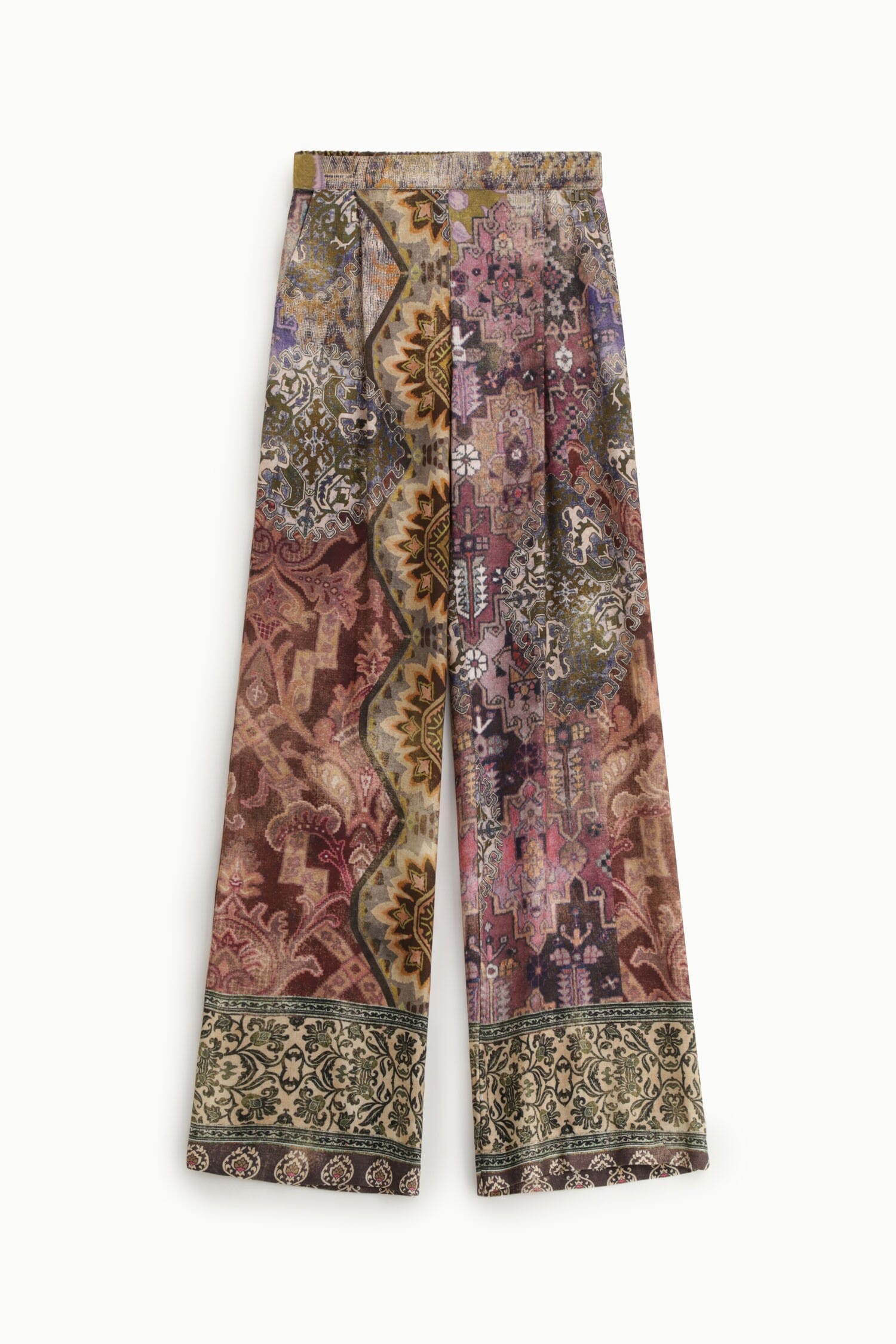 Pantaloni Palazzo Stampa Patchwork A Gamba Larga Dixie