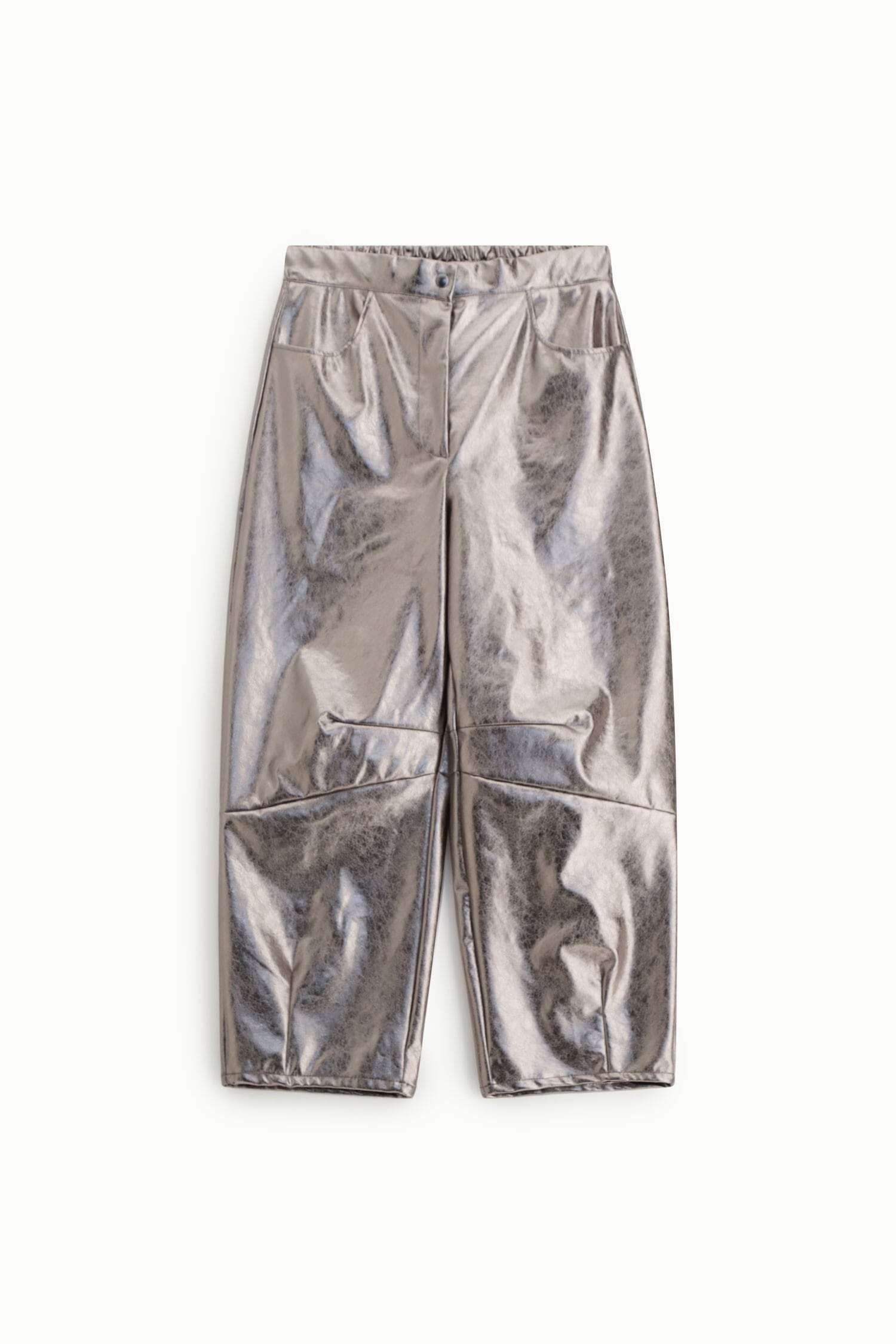Pantaloni Palazzo Effetto Metallizzato A Vita Alta Dixie