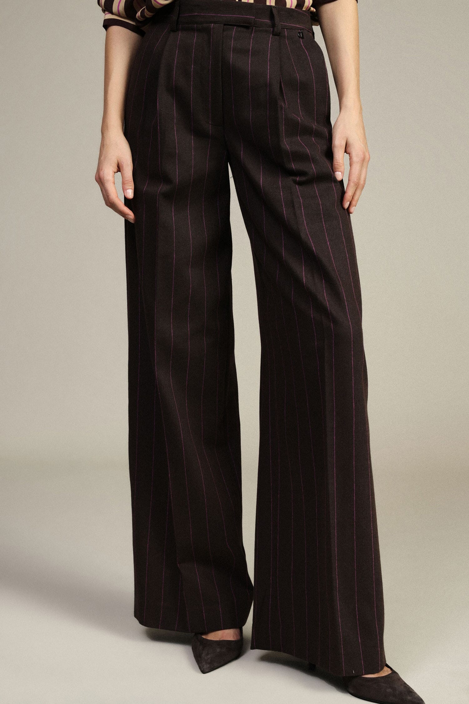 Pantaloni Palazzo A Vita Alta Con Pinstripe Dixie