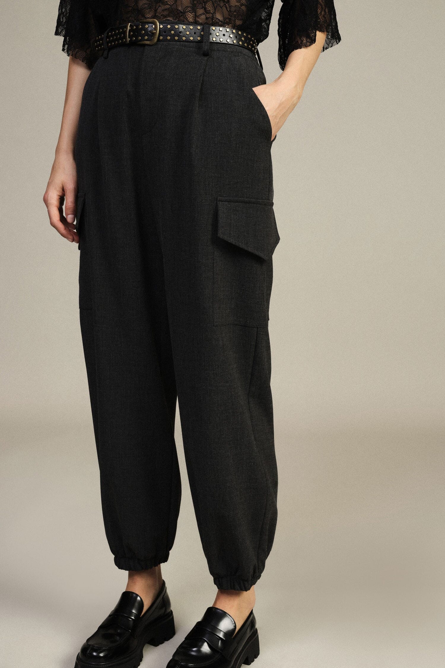 Pantaloni Jogging Vita Alta Con Tasche Cargo Dixie