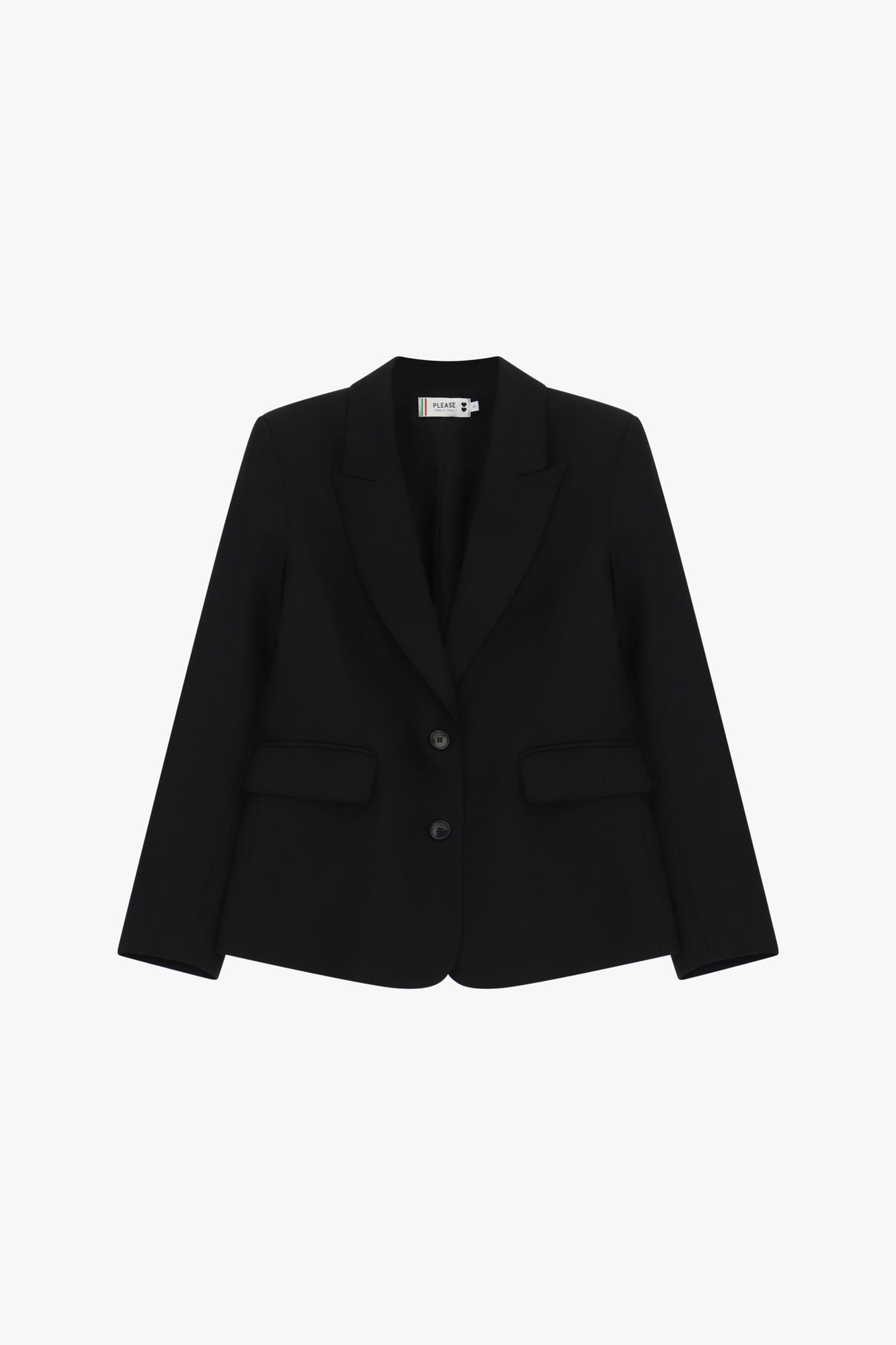 Blazer with pointed lapels and flap pockets, please