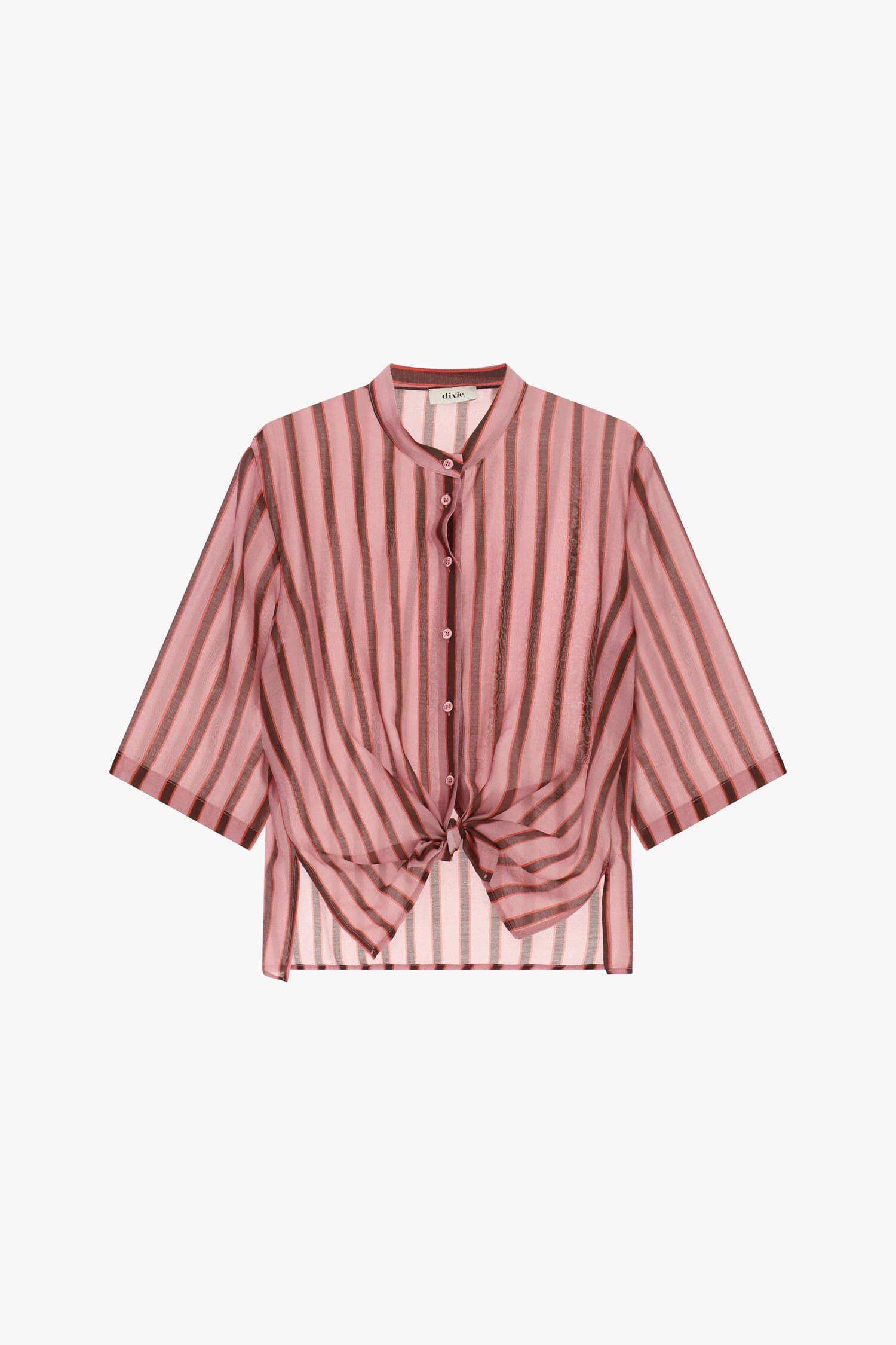 Camicia A Righe Con Nodo Frontale E Maniche Tre Quarti Dixie
