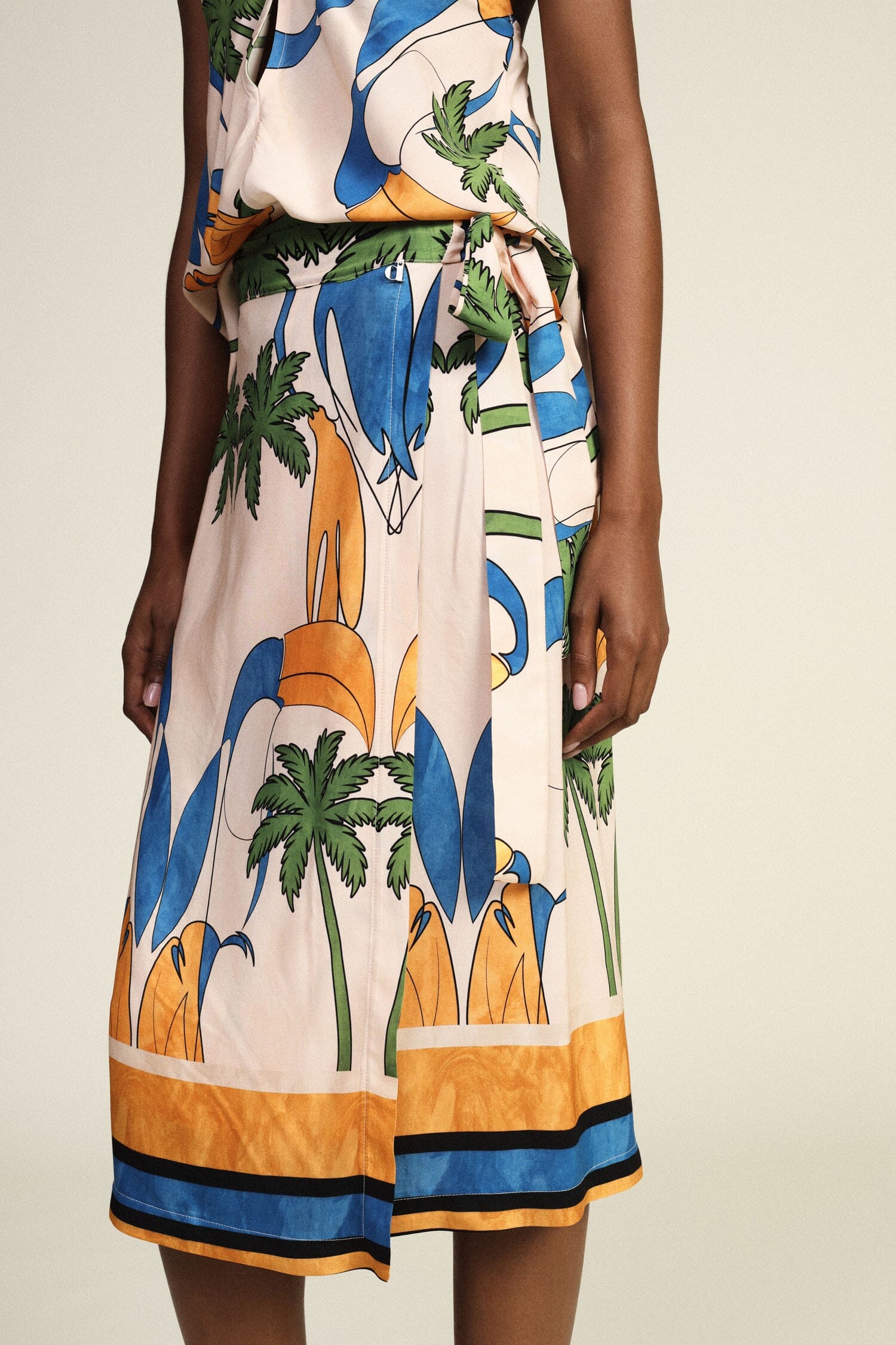 Gonna Corta Fantasia Tropicale Con Nodo Laterale Dixie
