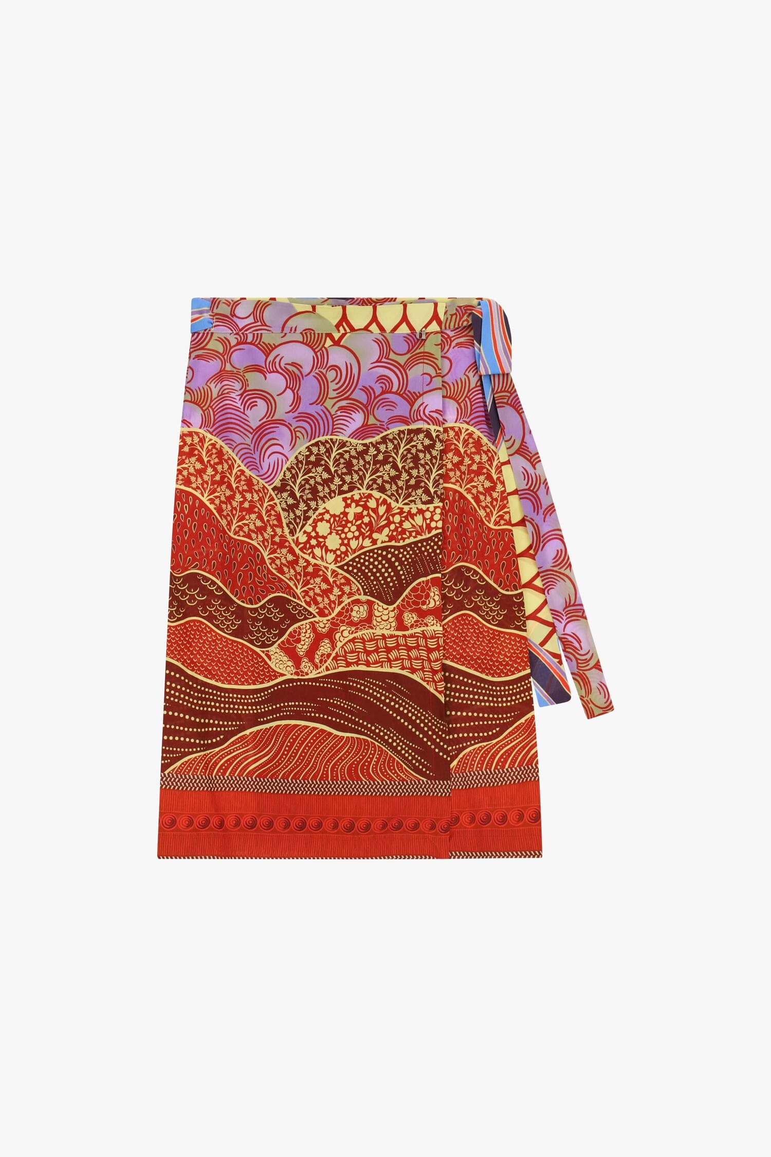 Dixie Patterned Midi Skirt with Graphic Print and Sash