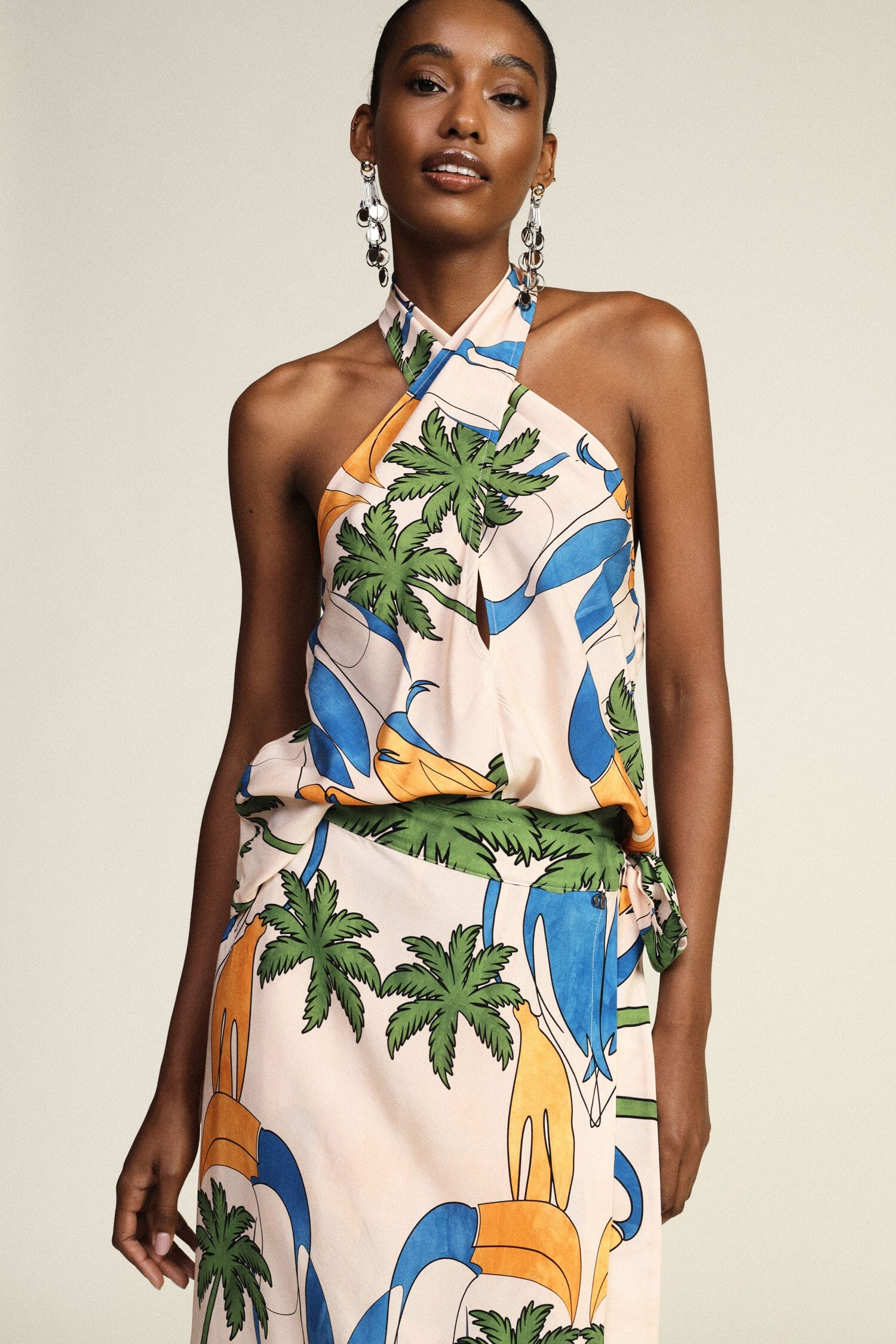 Top A Collo Alto Fantasia Floreale Dixie