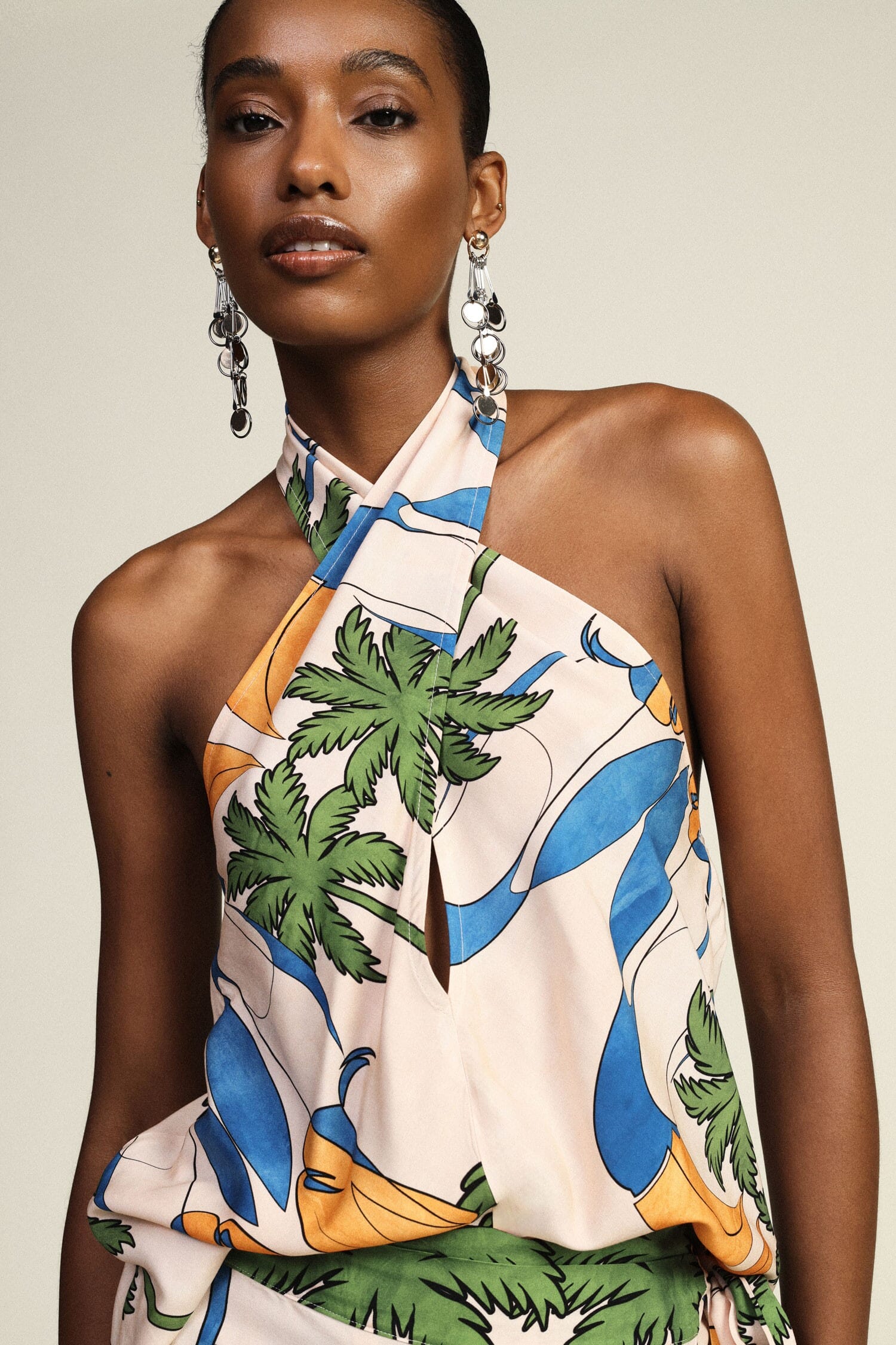 Top A Collo Alto Fantasia Floreale Dixie