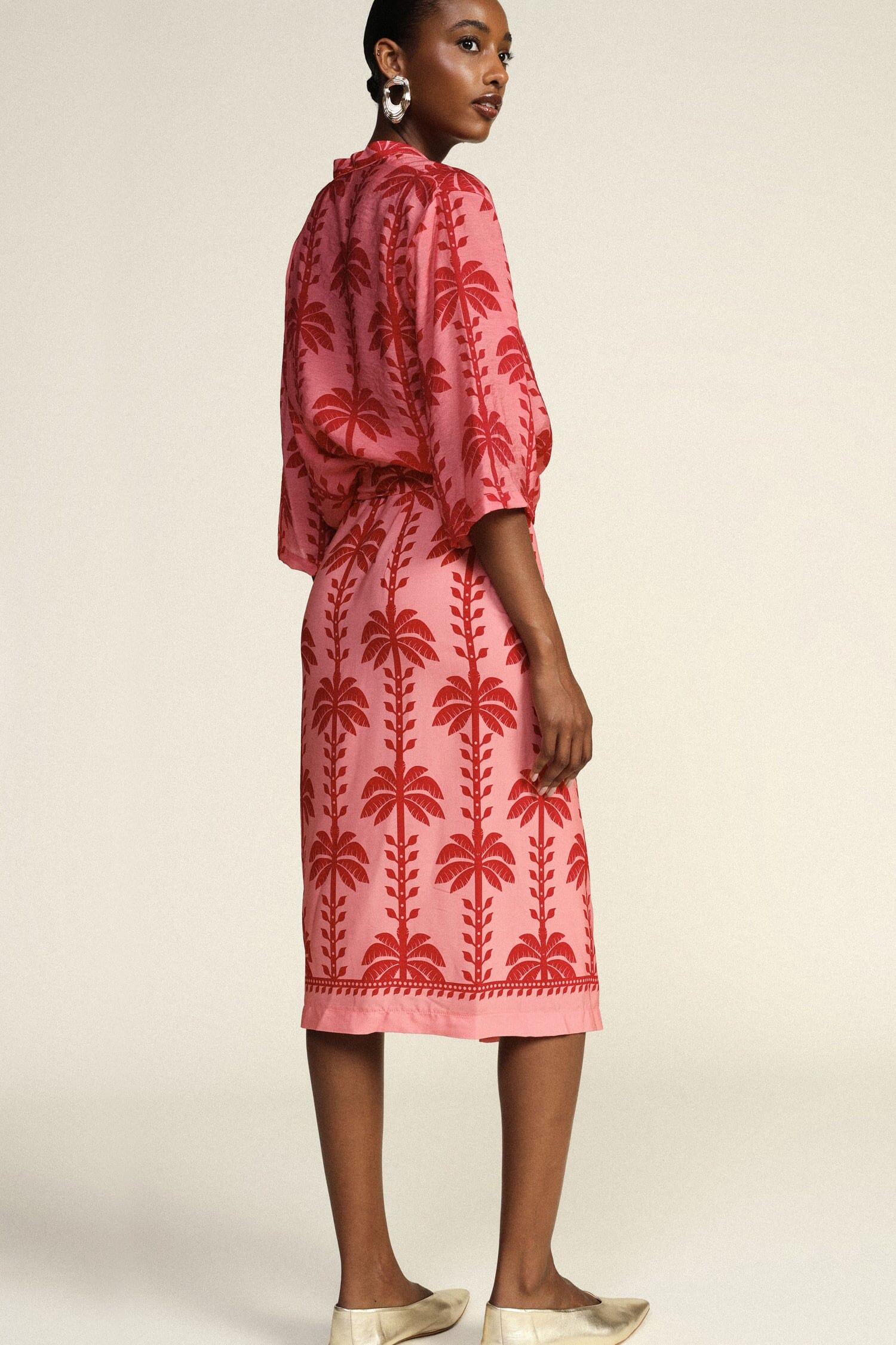 Dixie Short Skirt with Palm Print and Side Bow