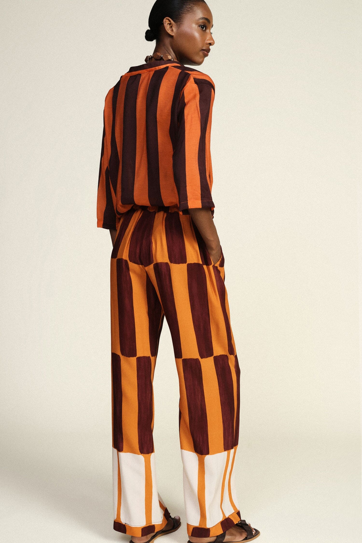 Pantaloni Palazzo A Righe Larghe Con Vita Alta Dixie
