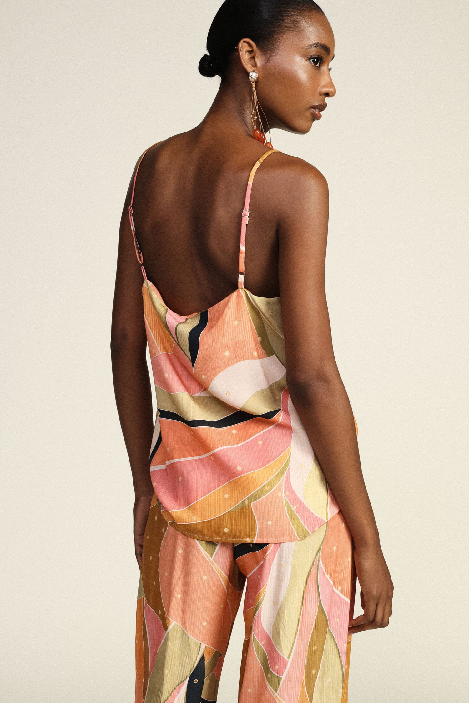 Dixie Top with Thin Straps and an Abstract Print