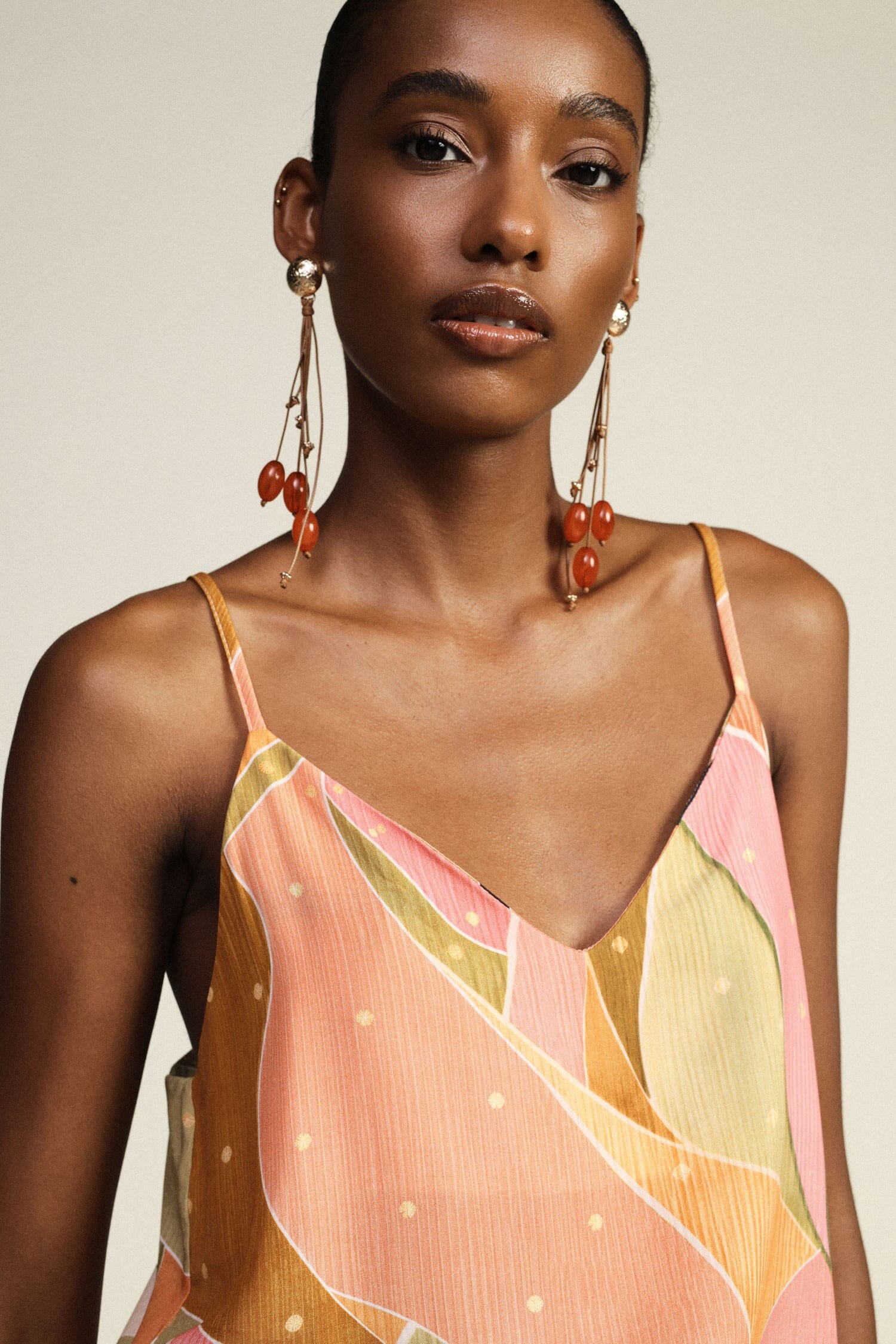 Dixie Top with Thin Straps and an Abstract Print
