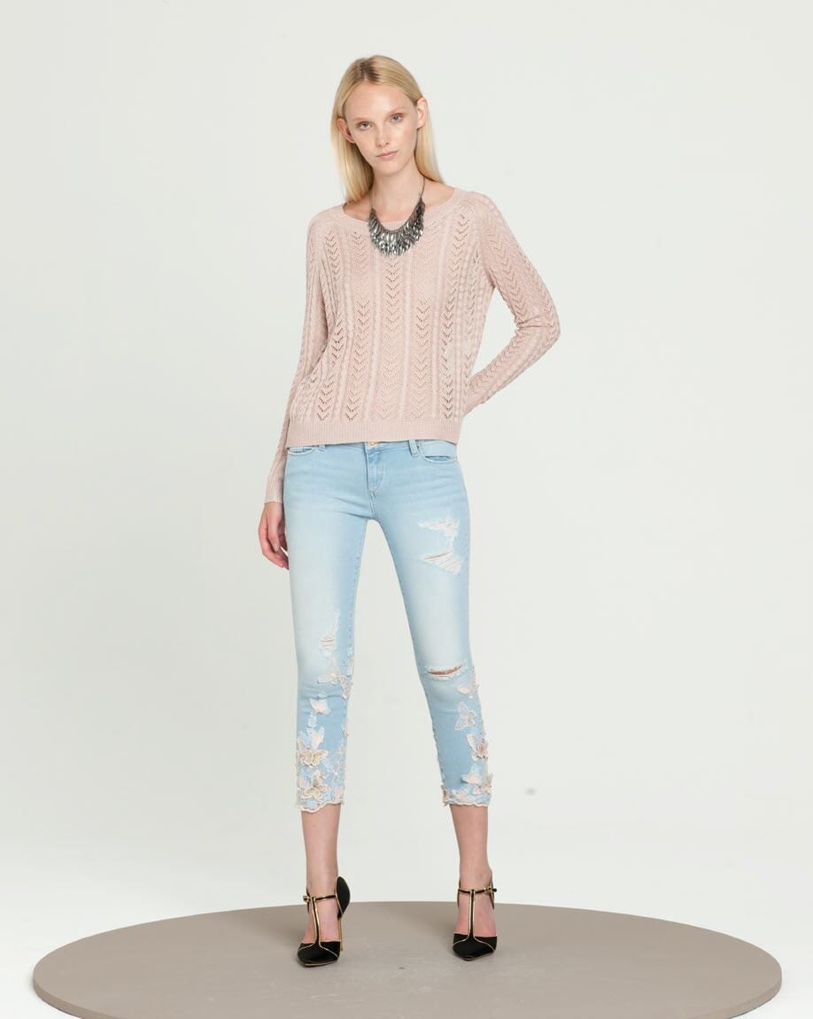 Jeans Stretto Con Applicazioni Fracomina - Vestiti Firmati Life Smiles