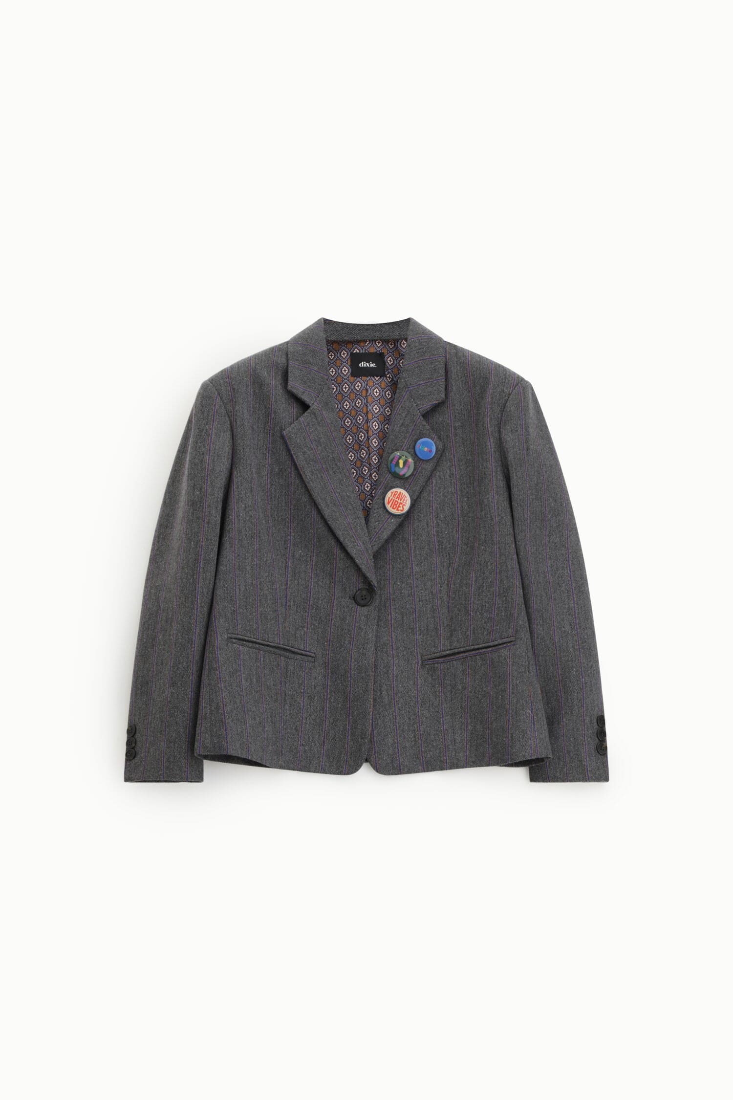 Blazer à boutons et broches décoratives, motif à rayures « Dixie »