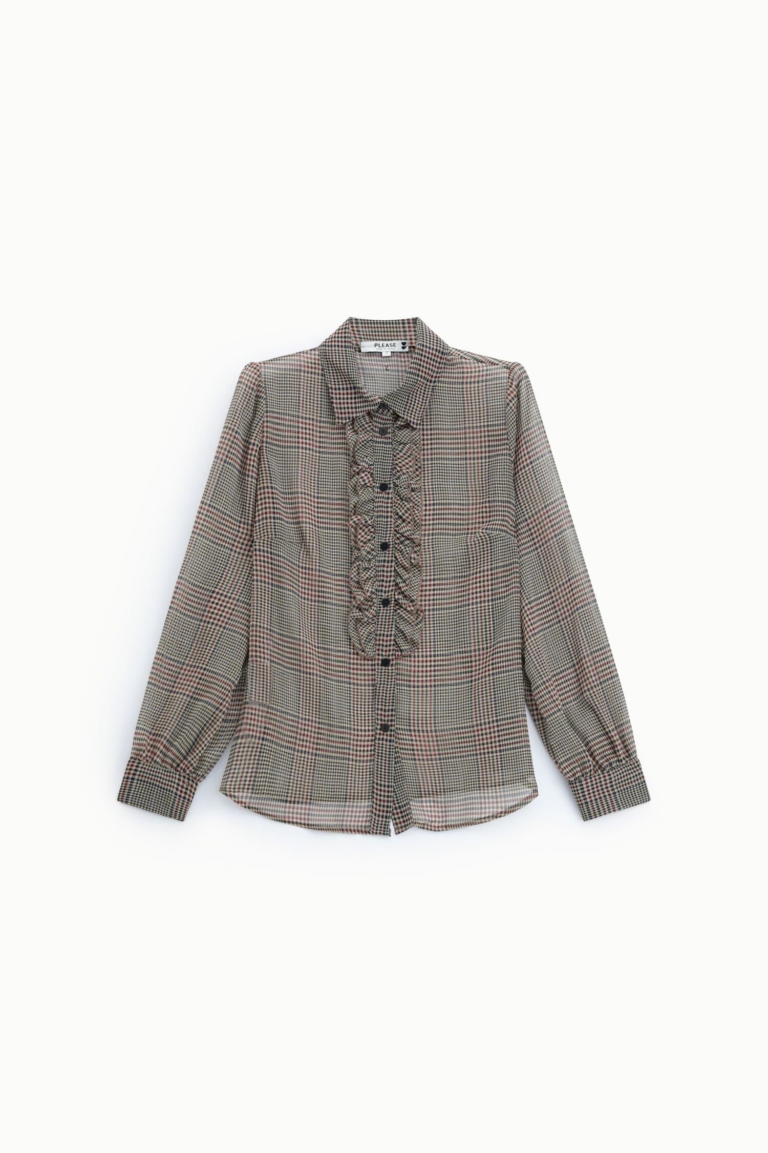 Shirt Stampa Check Con Rouches E Maniche Lunghe Please