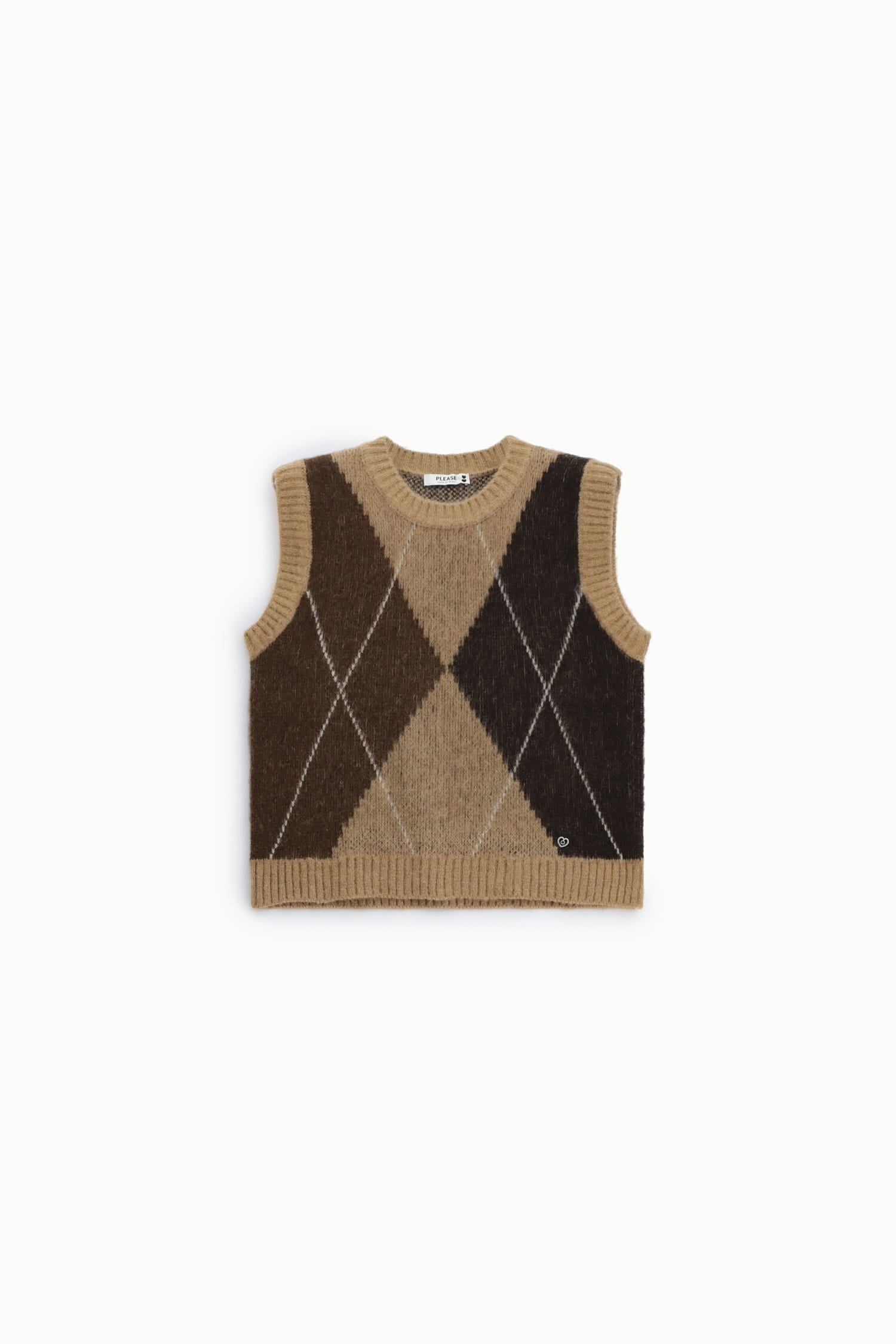 Argyle-Patterned Round-Neck Jumper – Please