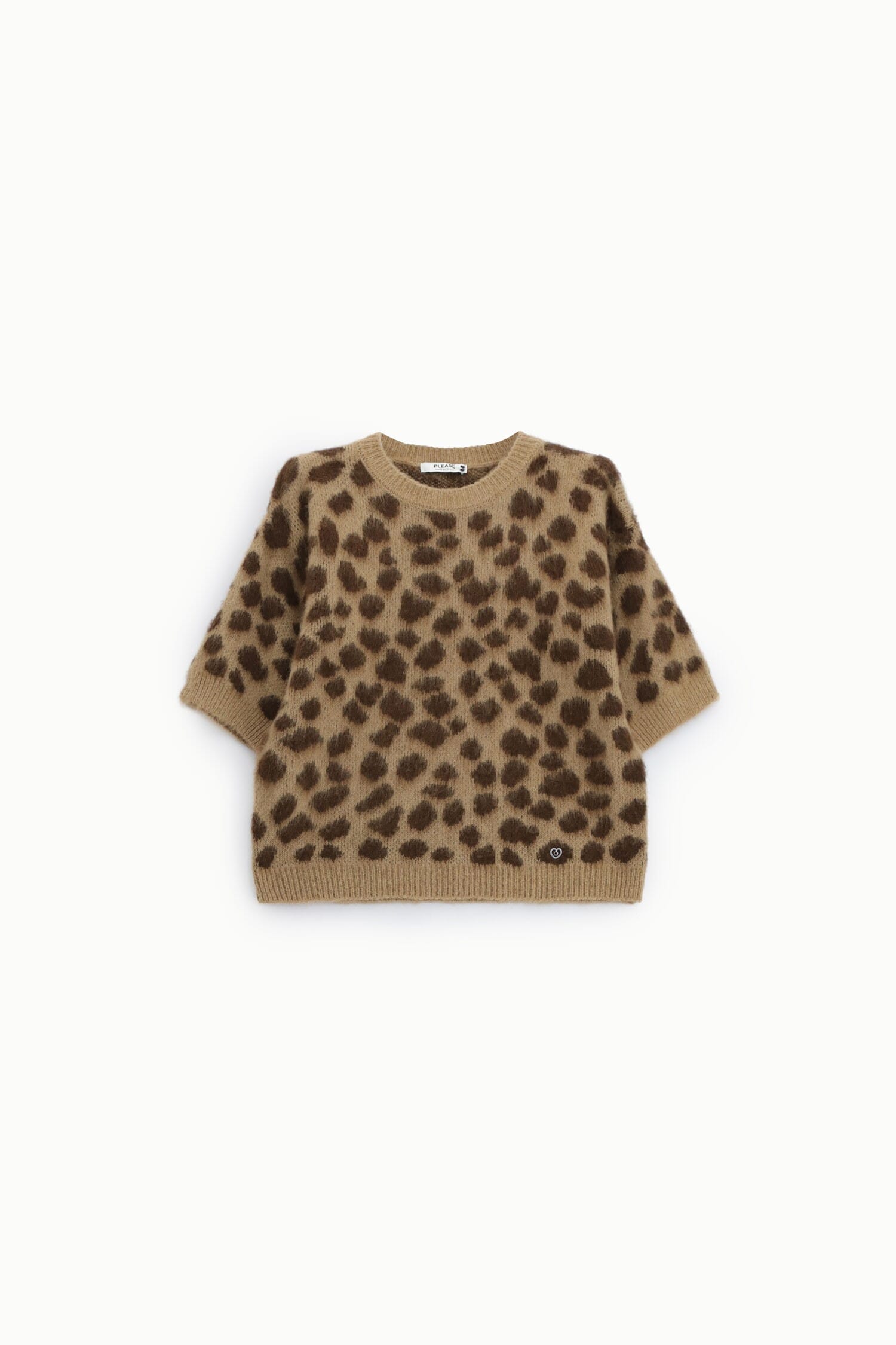 Animal Print Sweater with Elbow-Length Sleeves – Please