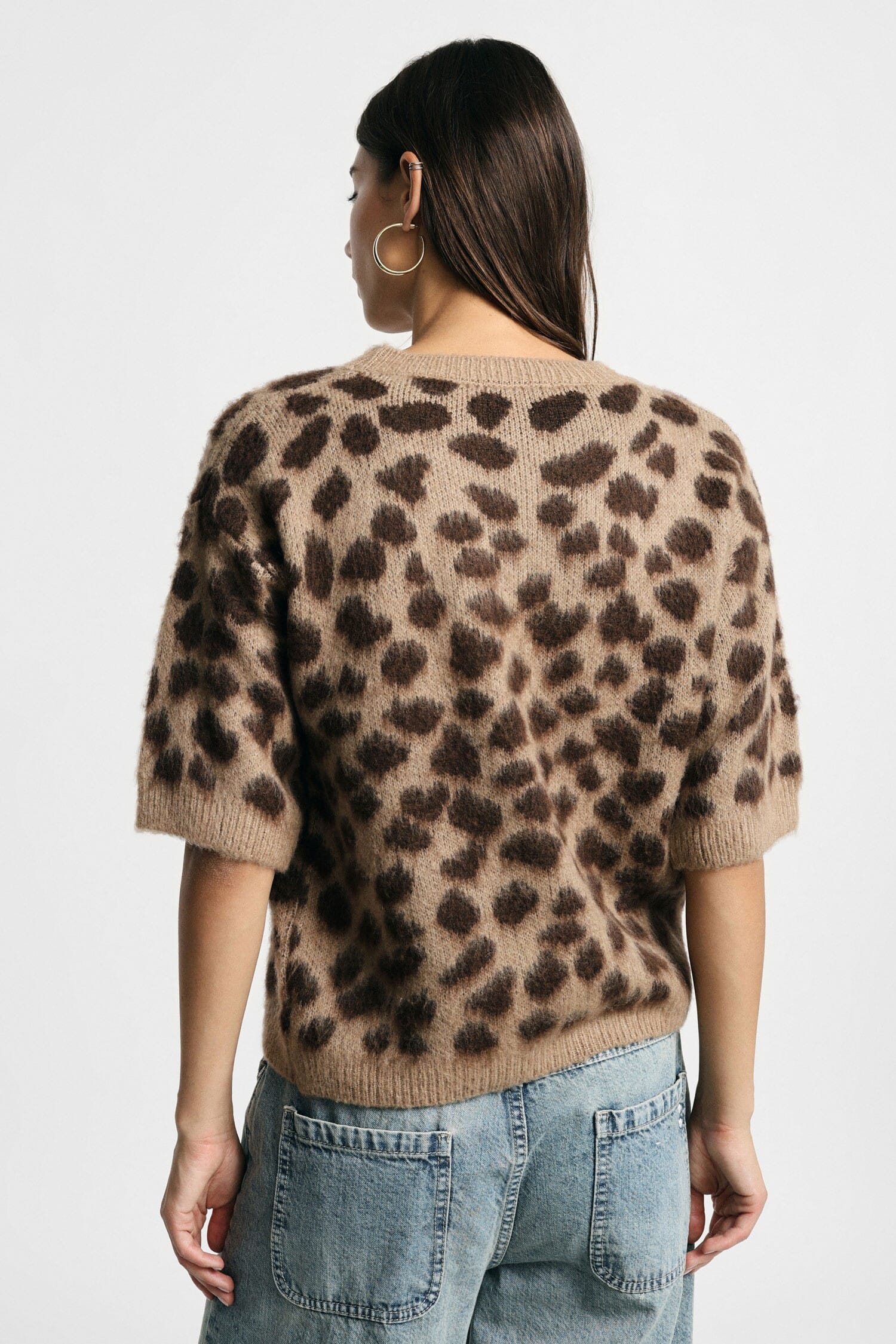Animal Print Sweater with Elbow-Length Sleeves – Please